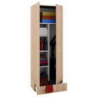 Viacúčelová skriňa VALNDOL, so zásuvkou, dub sonoma - čierna/strieborná, Modern, kompozitné drevo/plast (70/198/39cm) - MID.YOU