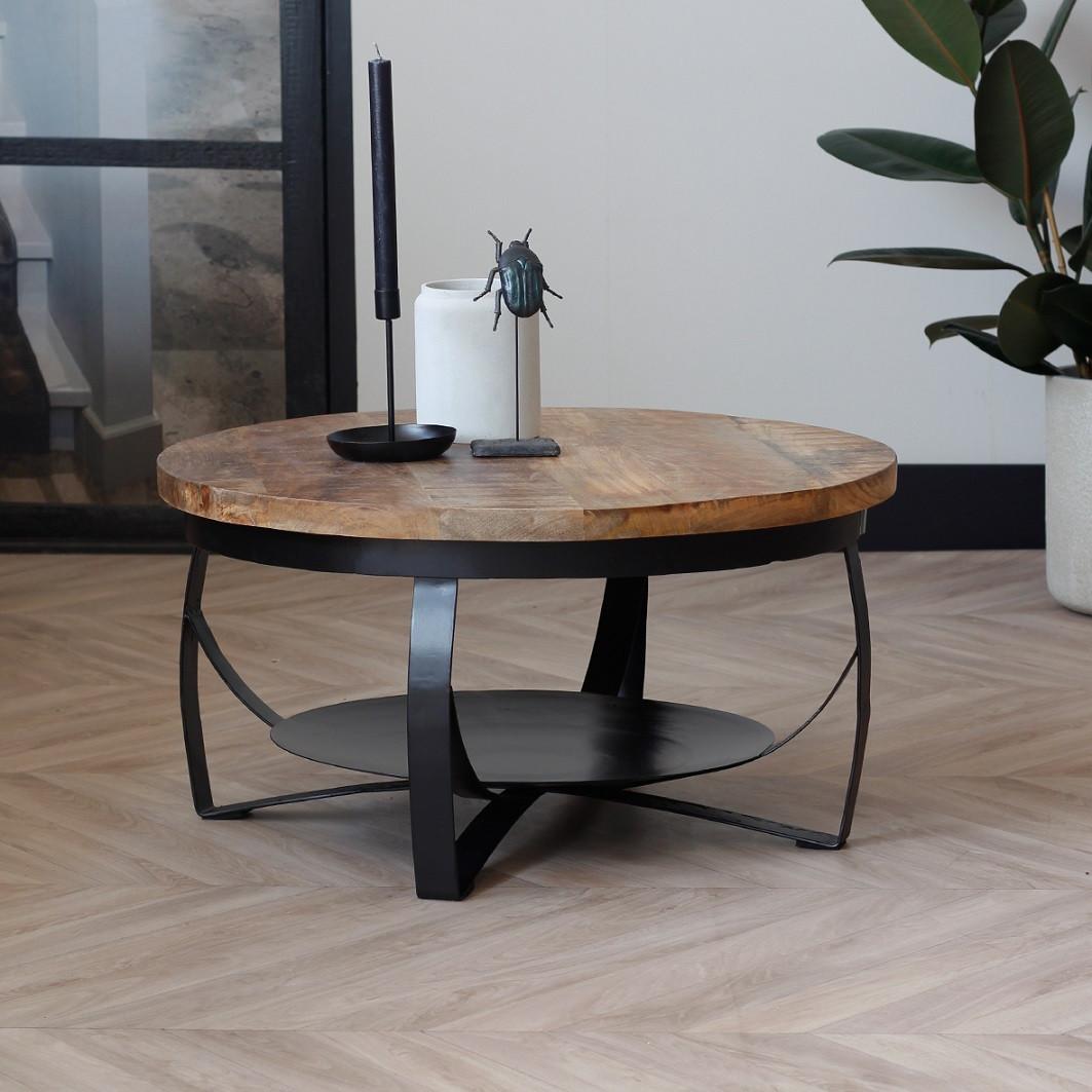 Couchtisch Ocala - Schwarz/Braun, LIFESTYLE, Holz/Metall (70/70/35cm) - MID.YOU
