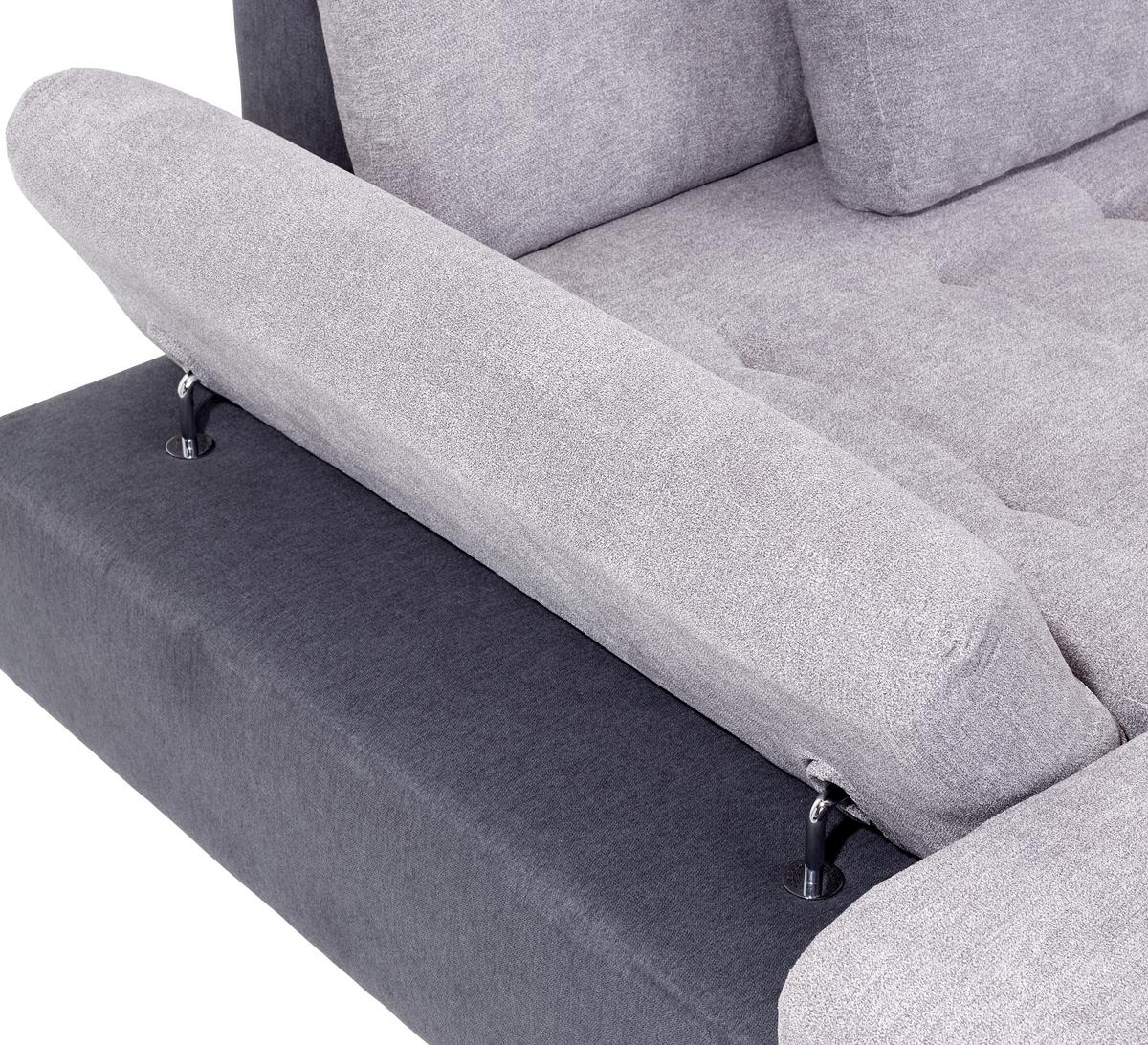 Wohnlandschaft mit Schlaffunktion Madera Webstoff - Anthrazit/Silberfarben, MODERN, Kunststoff/Textil (190/358/212cm) - Ondega