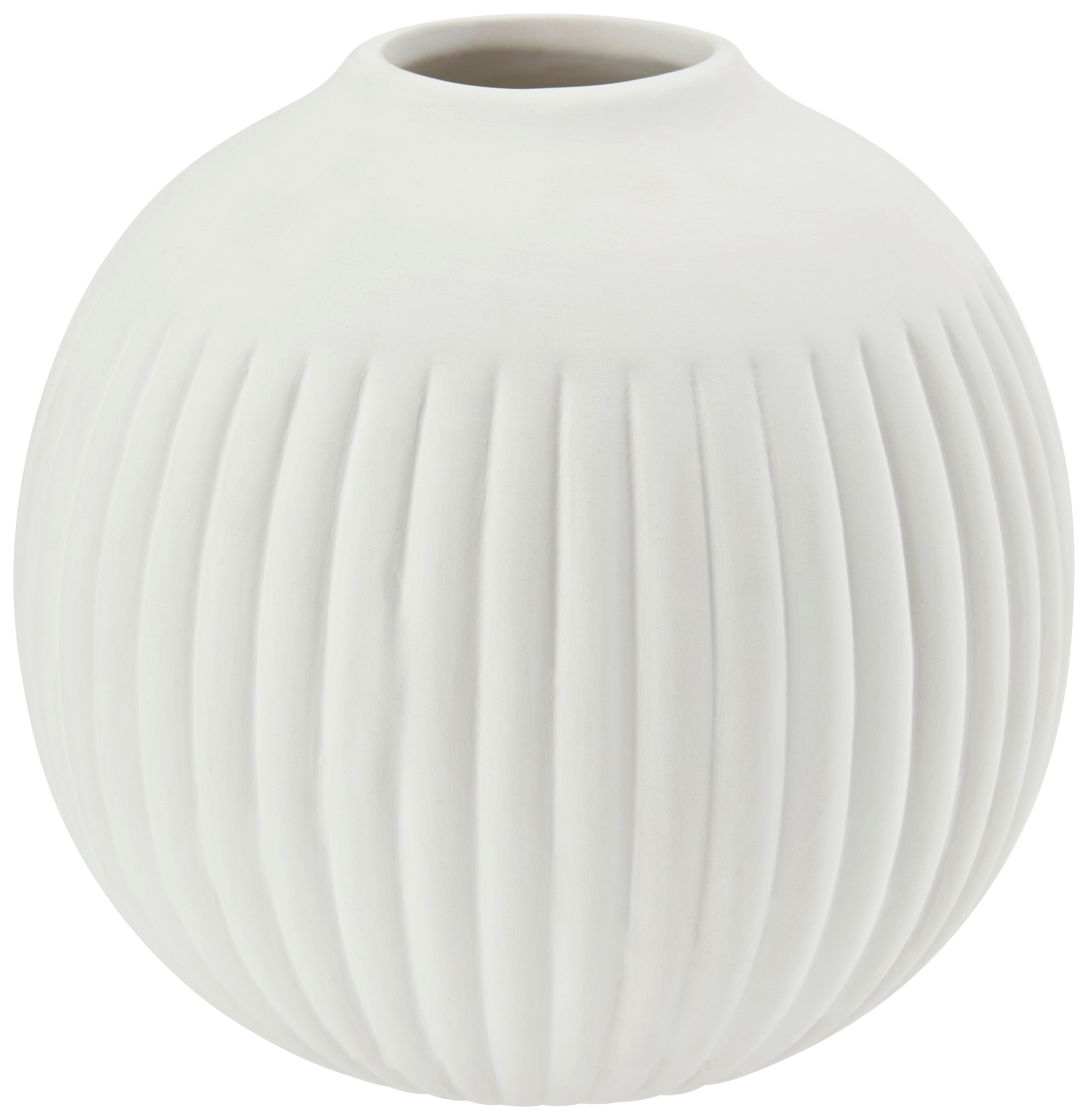 Vase Hergen Rund Aus Keramik Weiß H: 11,5 cm - Weiß, MODERN, Keramik (12/11,5cm) - Luca Bessoni