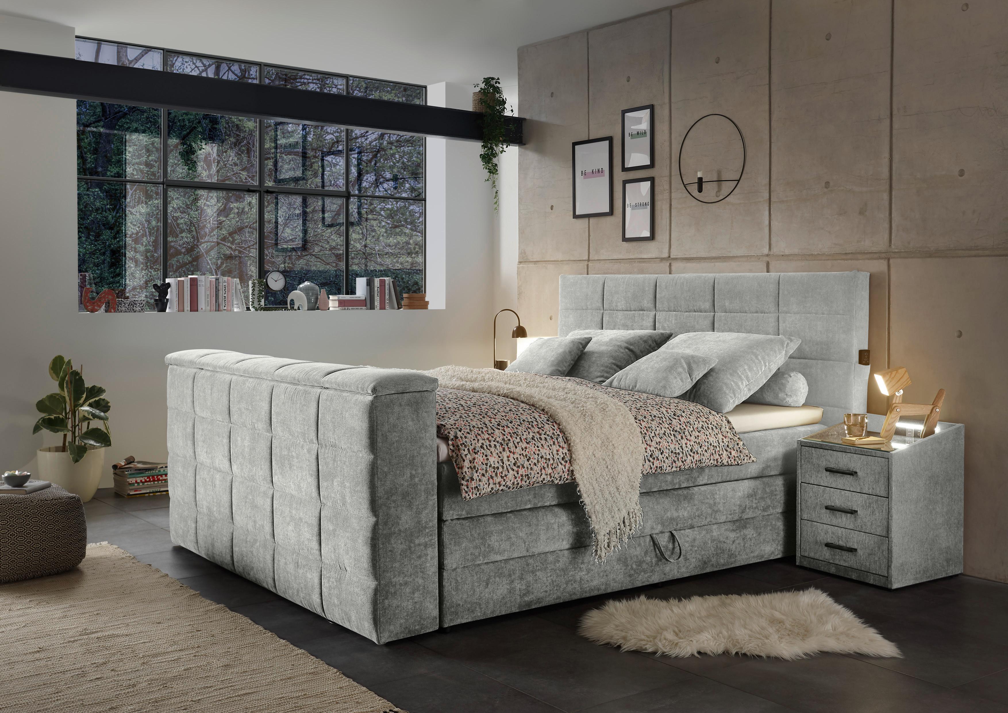 Boxspringbett Mit Bettkasten 180x200 Denver - Schlammfarben, KONVENTIONELL, Textil (180/200cm) - Carryhome
