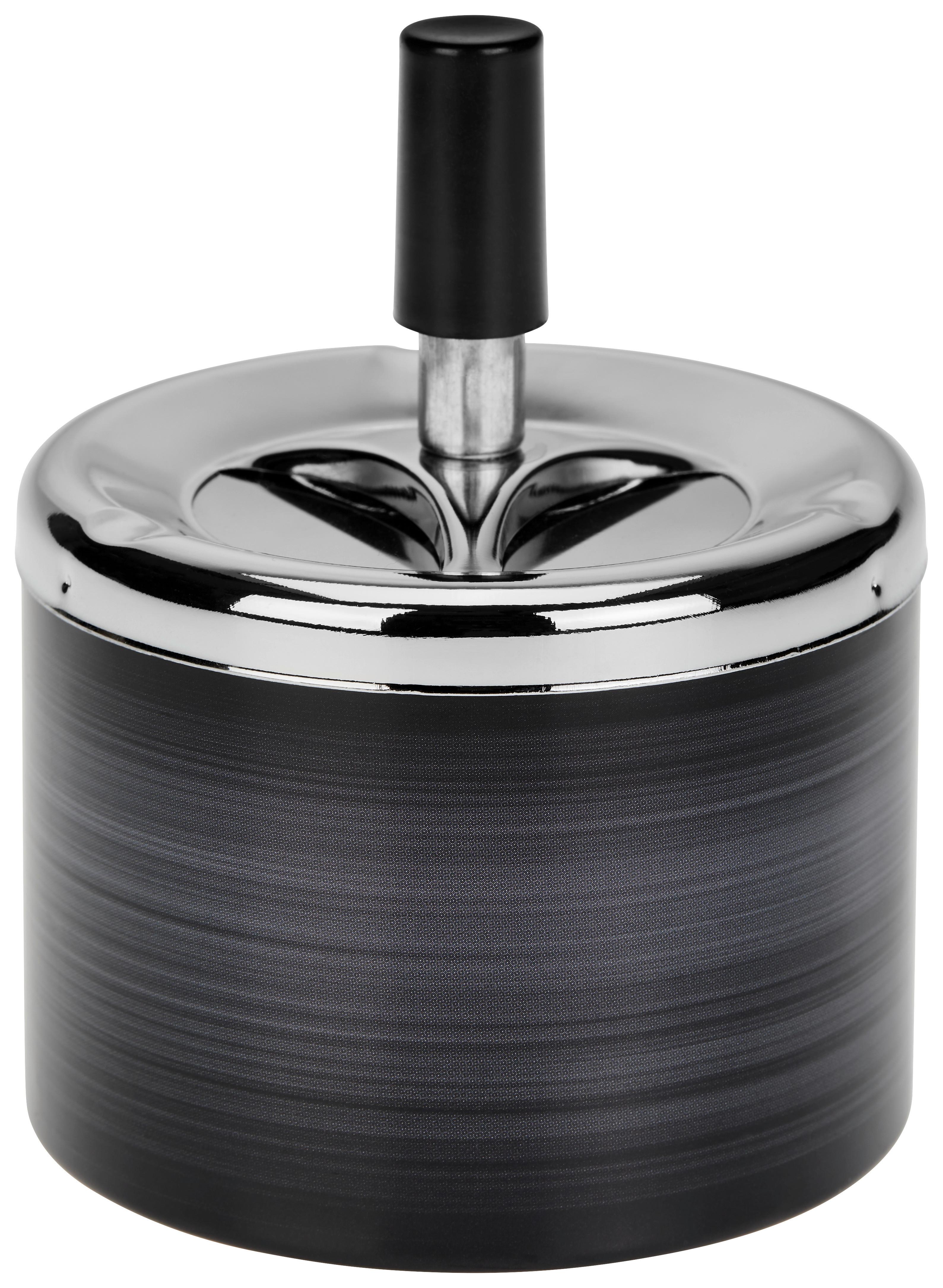 Aschenbecher Edith Metall/ Kunststoff Schwarz ø 9,5 cm - Schwarz, LIFESTYLE, Kunststoff/Metall (9,5/12cm) - Ondega