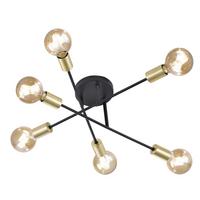 Deckenleuchte Cross Ø 56,6 Cm 6-Flammig Schwenkbar - Schwarz, Design, Metall (56,6/19,1cm) - Trio Leuchten