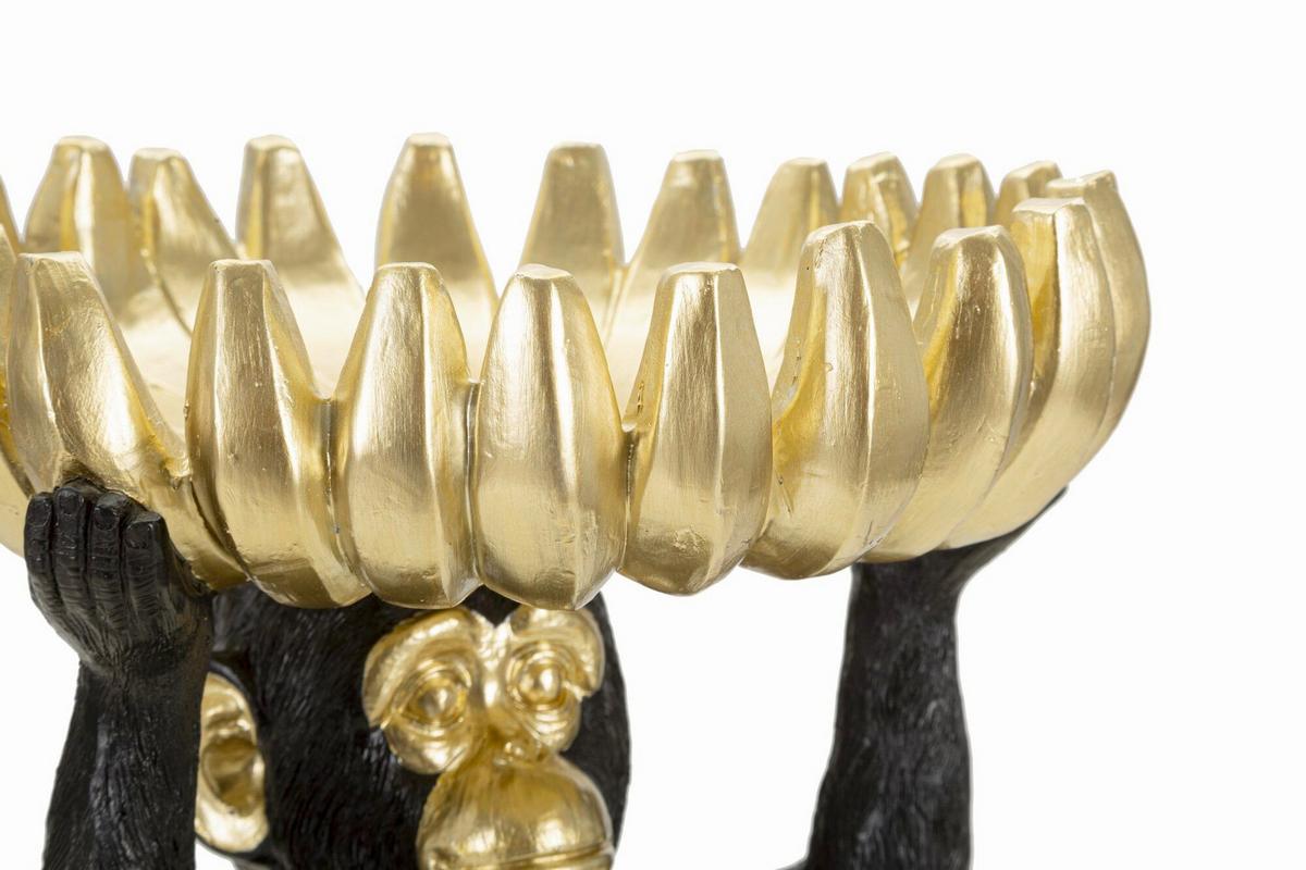 Skulptur Monkey Tray Banane Schwarz Goldfarben, B: 23 cm - Goldfarben/Schwarz, Basics, Kunststoff (23/31.5/23cm)