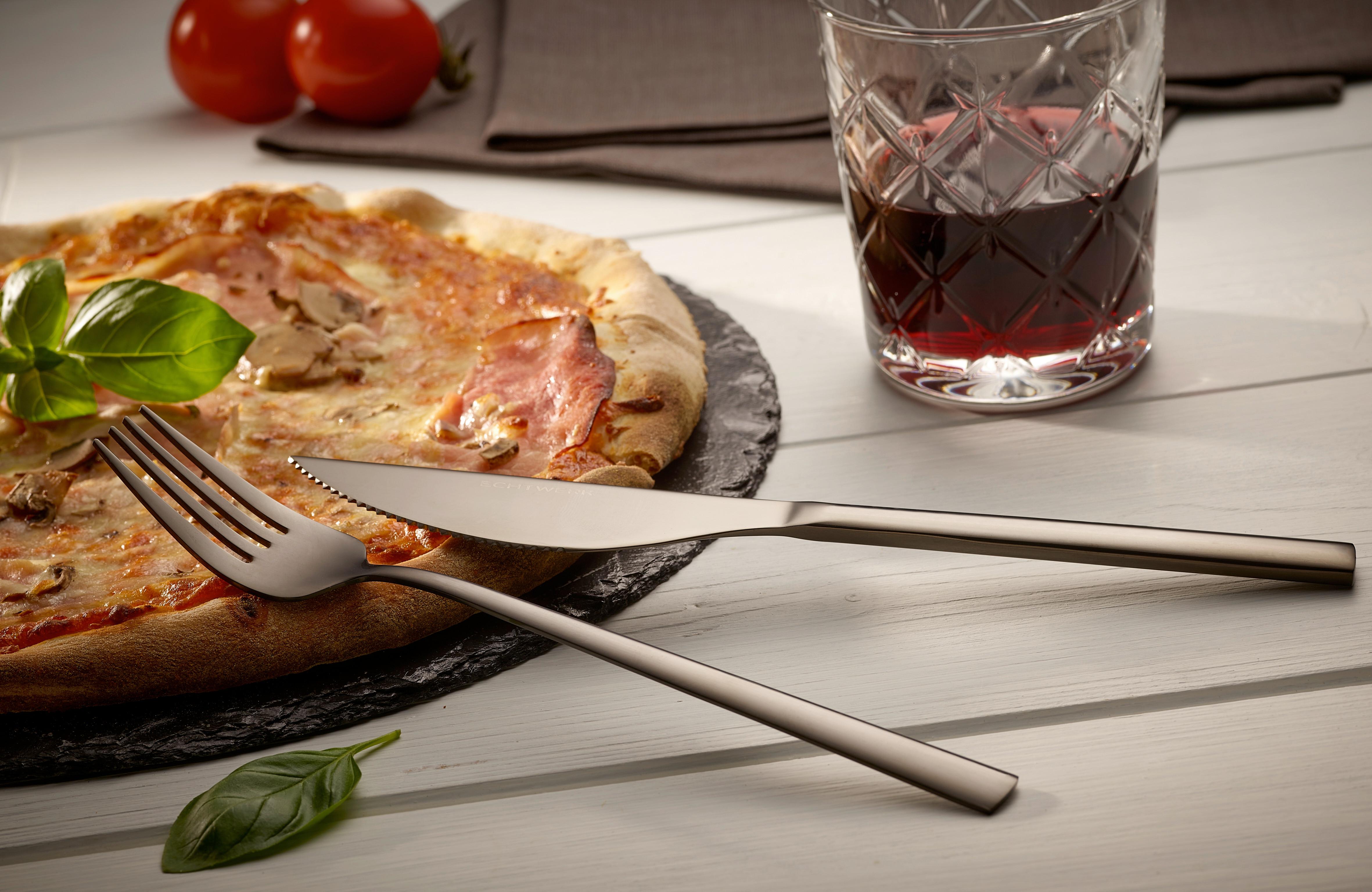 Pizzabesteckset 8-Teilig für 4 Personen - Schwarz, Basics, Metall (23cm) - Echtwerk