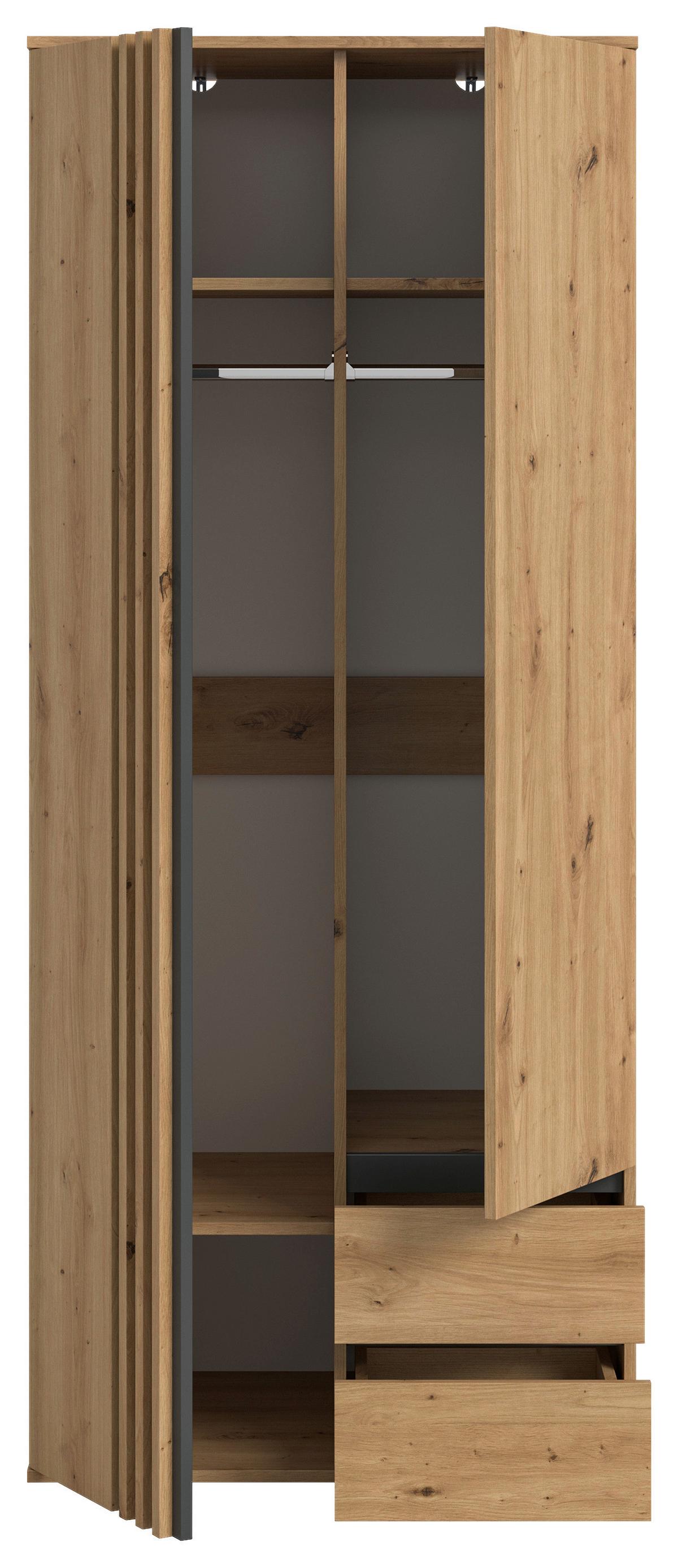 Drehtürenschrank Tofta Eiche Dekor/Anthrazit B: 80cm - Anthrazit/Eiche Artisan, ROMANTIK / LANDHAUS, Holzwerkstoff (80/192/56cm) - Livetastic