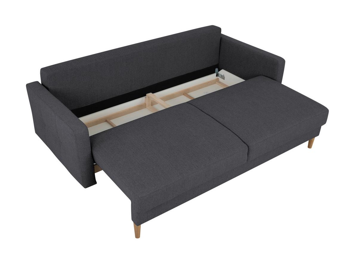 Schlafsofa Noret, Dunkelgrau B: 222 Cm - Dunkelgrau/Buchefarben, Design, Textil (222/93/99cm) - MID.YOU