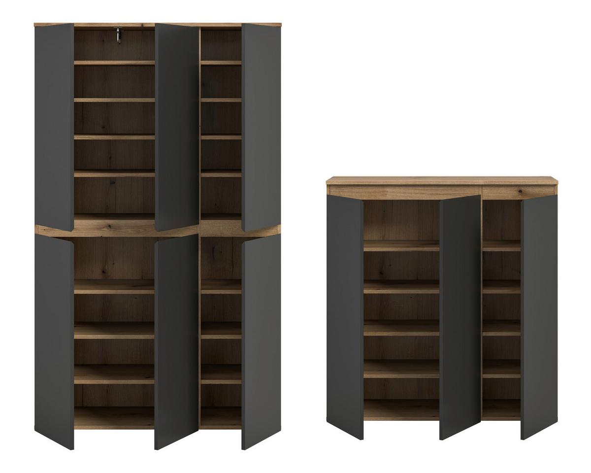 Garderobenschrank Scarpa Eiche Dekor, Anthrazit B:175cm - Eichefarben/Anthrazit, Design, Holzwerkstoff (235/175/37cm) - Livetastic