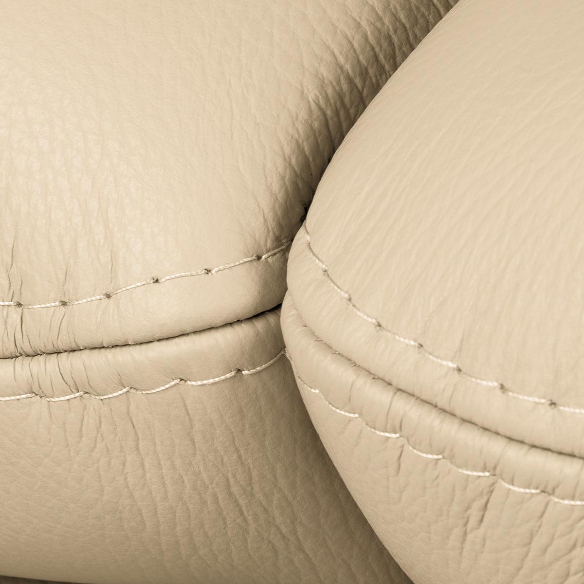 2,5-Sitzer Comodo Echtleder Beige B: 197 cm - Beige/Silberfarben, Design, Leder (197/90/88cm) - Livetastic