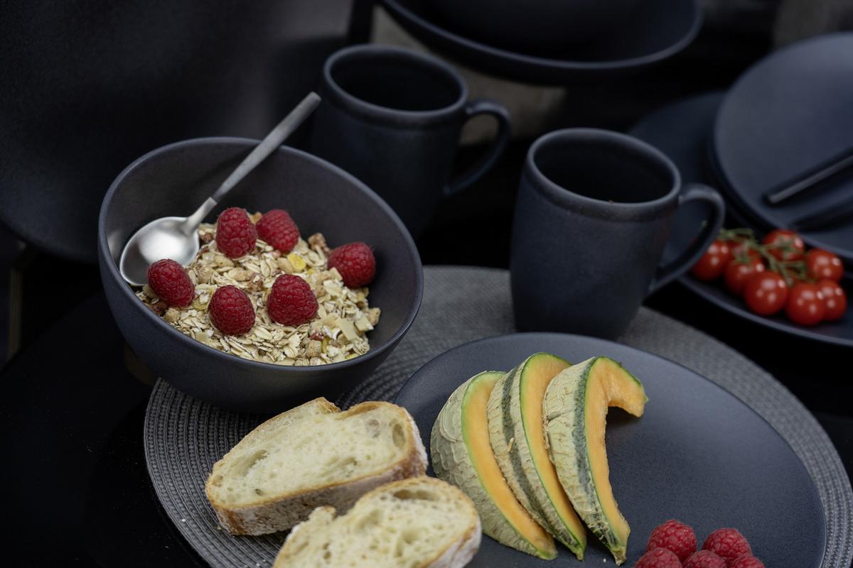 Kombiservice Keramik 4 Personen Geschirr Set Schwarz - Schwarz, Trend, Keramik - Creatable