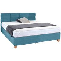 Polsterbett Mit Bettkasten 180x200 Bellagio Blau - Blau/Buchefarben, KONVENTIONELL, Holz/Textil (180/200cm)