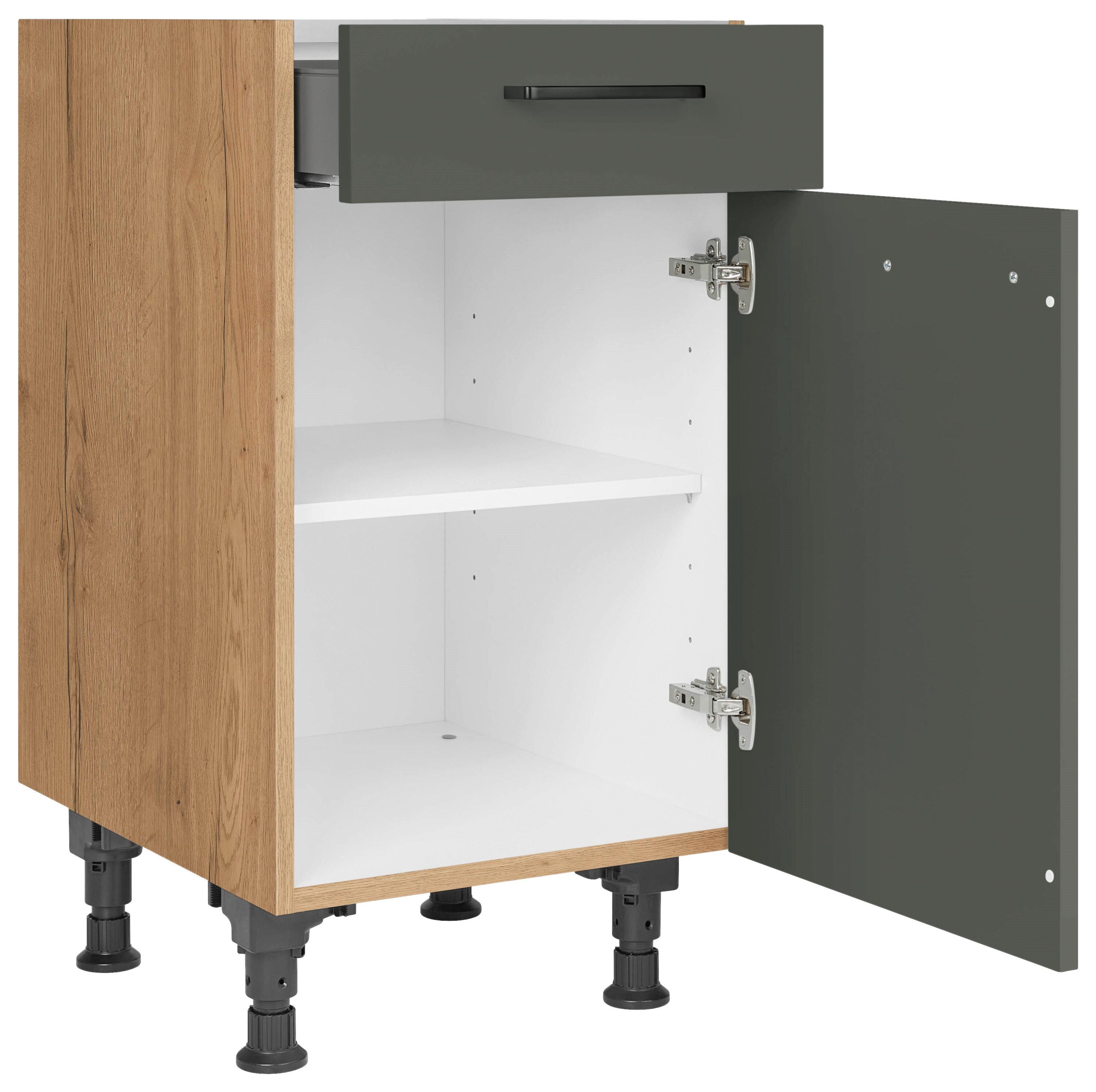Schubkastenunterschrank Easytouch - Eichefarben/Grün, MODERN, Holzwerkstoff (45/87/56cm) - Nobilia