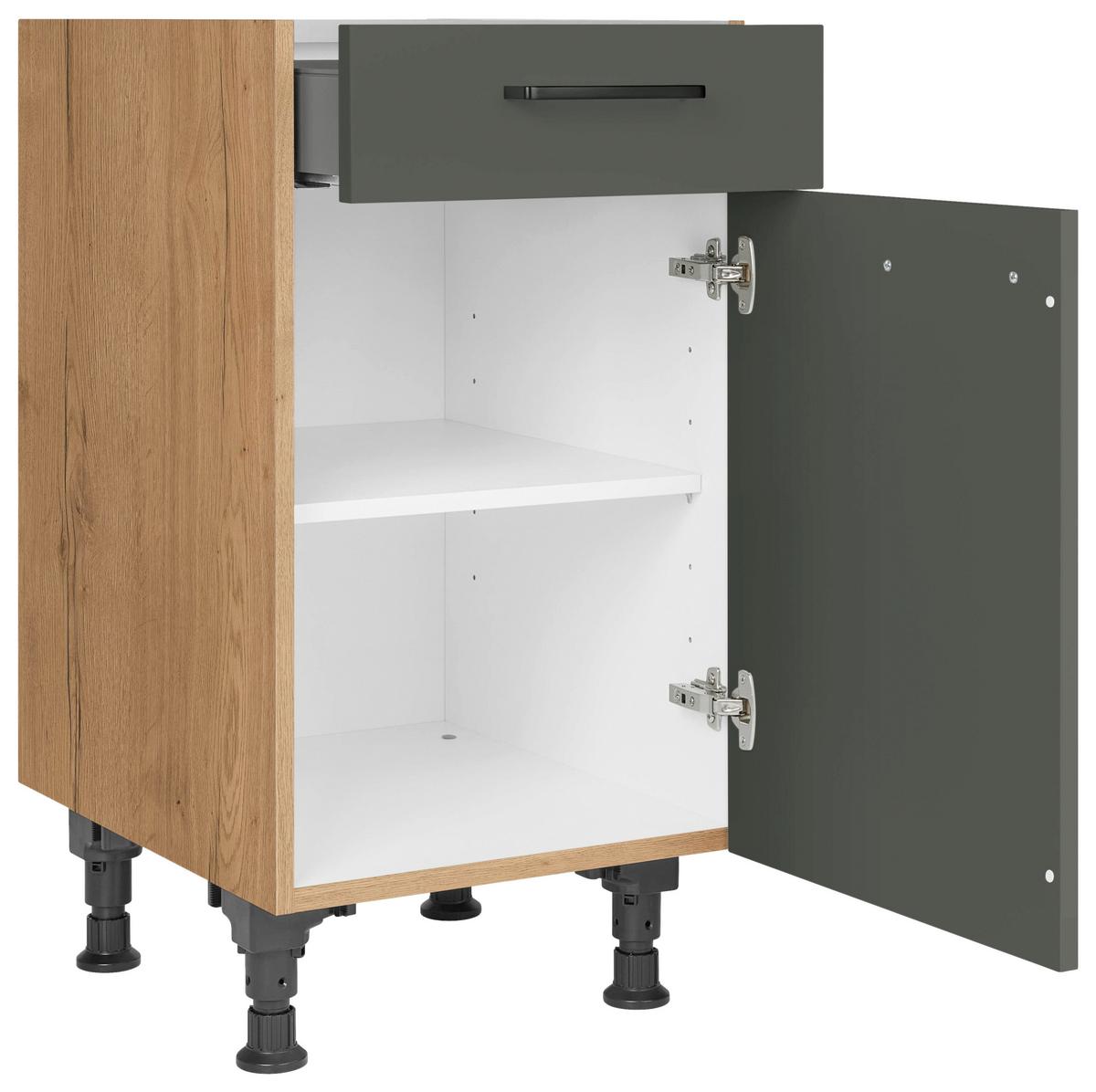 Schubkastenunterschrank Easytouch - Eichefarben/Grün, MODERN, Holzwerkstoff (45/87/56cm) - Nobilia