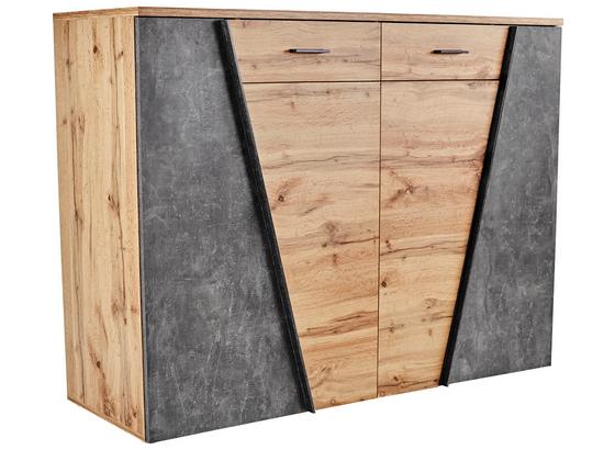 Kommode Venedig B:160cm Wotan Eiche/Beton Dunkel Dekor - Eichefarben/Schwarz, MODERN, Holzwerkstoff (160/110/40cm) Kommode Venedig B:160cm Wotan Eiche/Beton Dunkel Dekor - Eichefarben/Schwarz, MODERN, Holzwerkstoff (160/110/40cm)