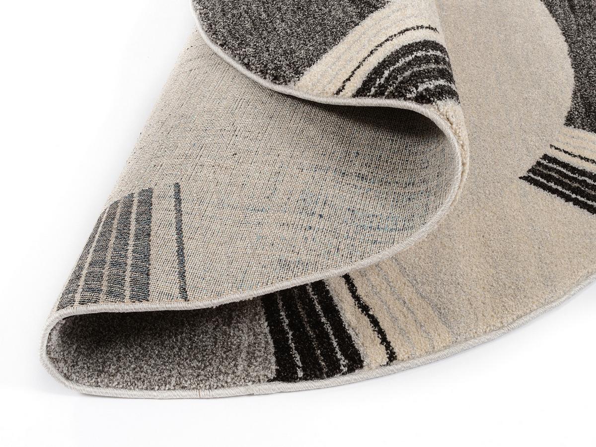 Webteppich Grau/Dunkelgrau Palazzo Lobo Rund Ø 120 cm - Grau, KONVENTIONELL, Textil (120cm) - Novel