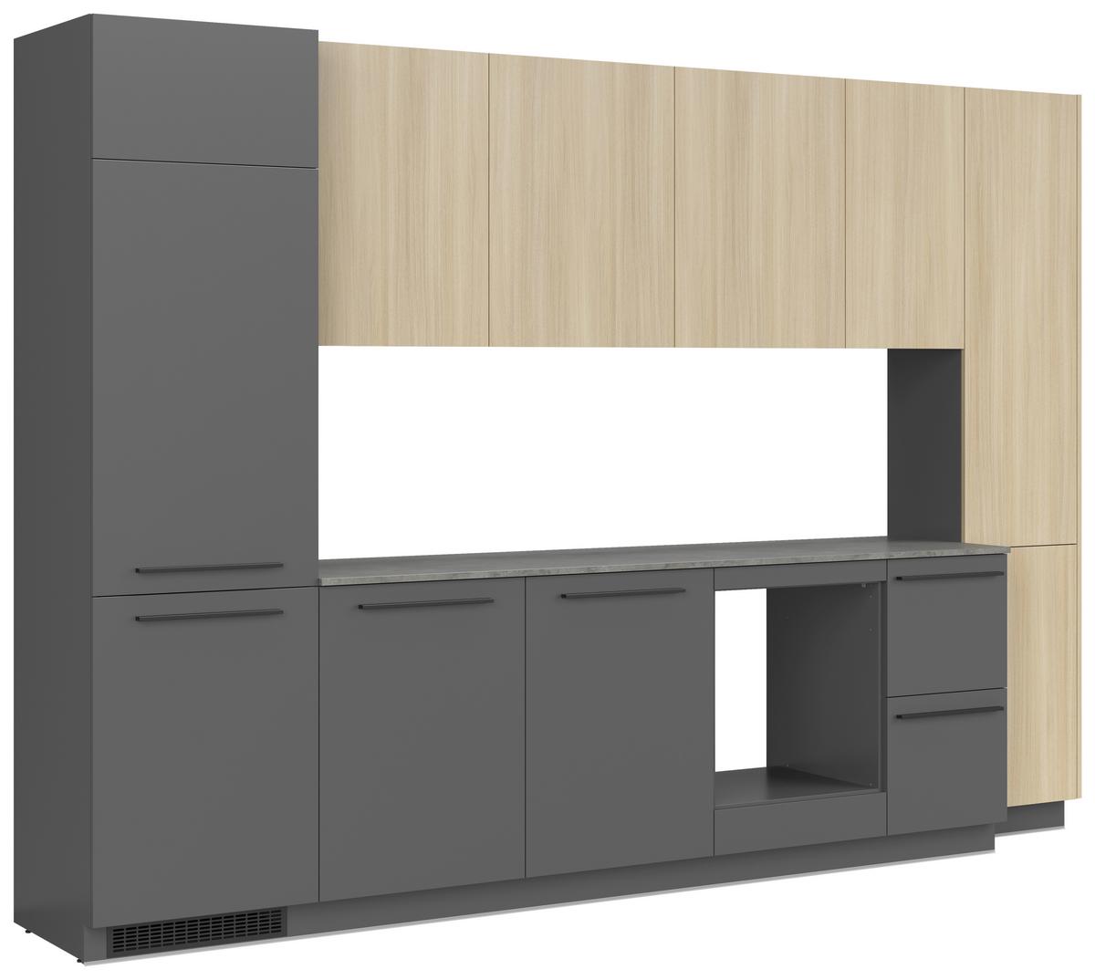 Küchenblock Milino Medium B-Grg-Sbe - Eichefarben/Graphitfarben, Basics, Holzwerkstoff (345cm) - Visiona