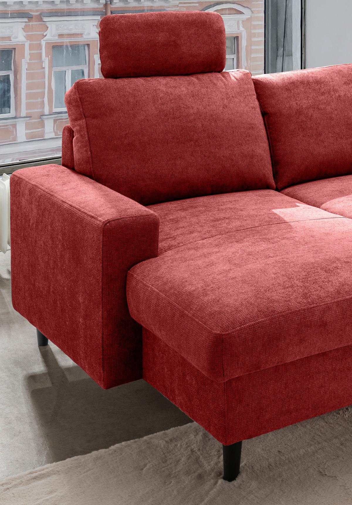 Wohnlandschaft Passione Rot U: 153x305x200 cm - Rot/Schwarz, MODERN, Textil (153/305/200cm) - Livetastic