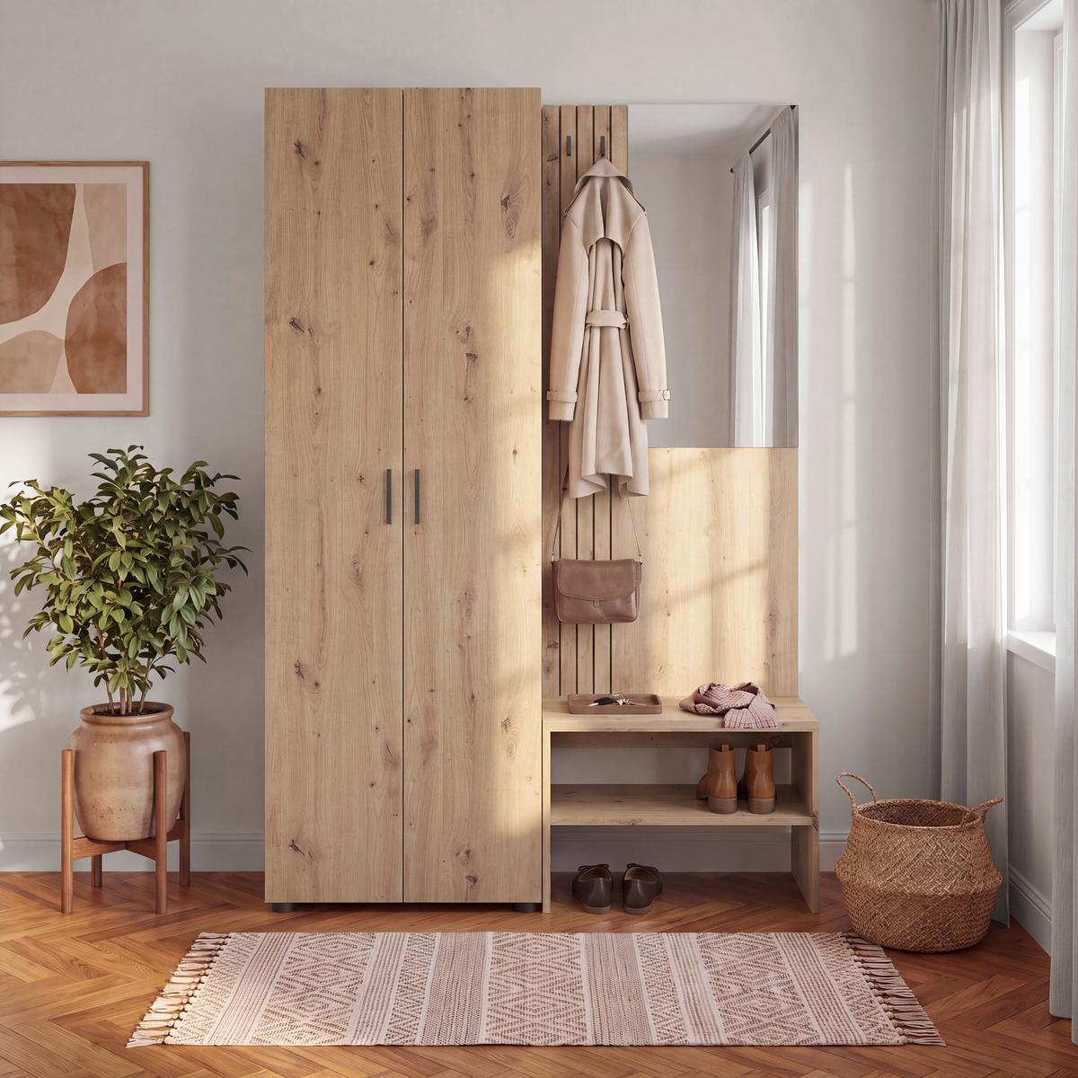 Garderobenschrank Charlie Eiche Artisan B: 60cm - Eiche Artisan, KONVENTIONELL, Holzwerkstoff (60/180/33,6cm)