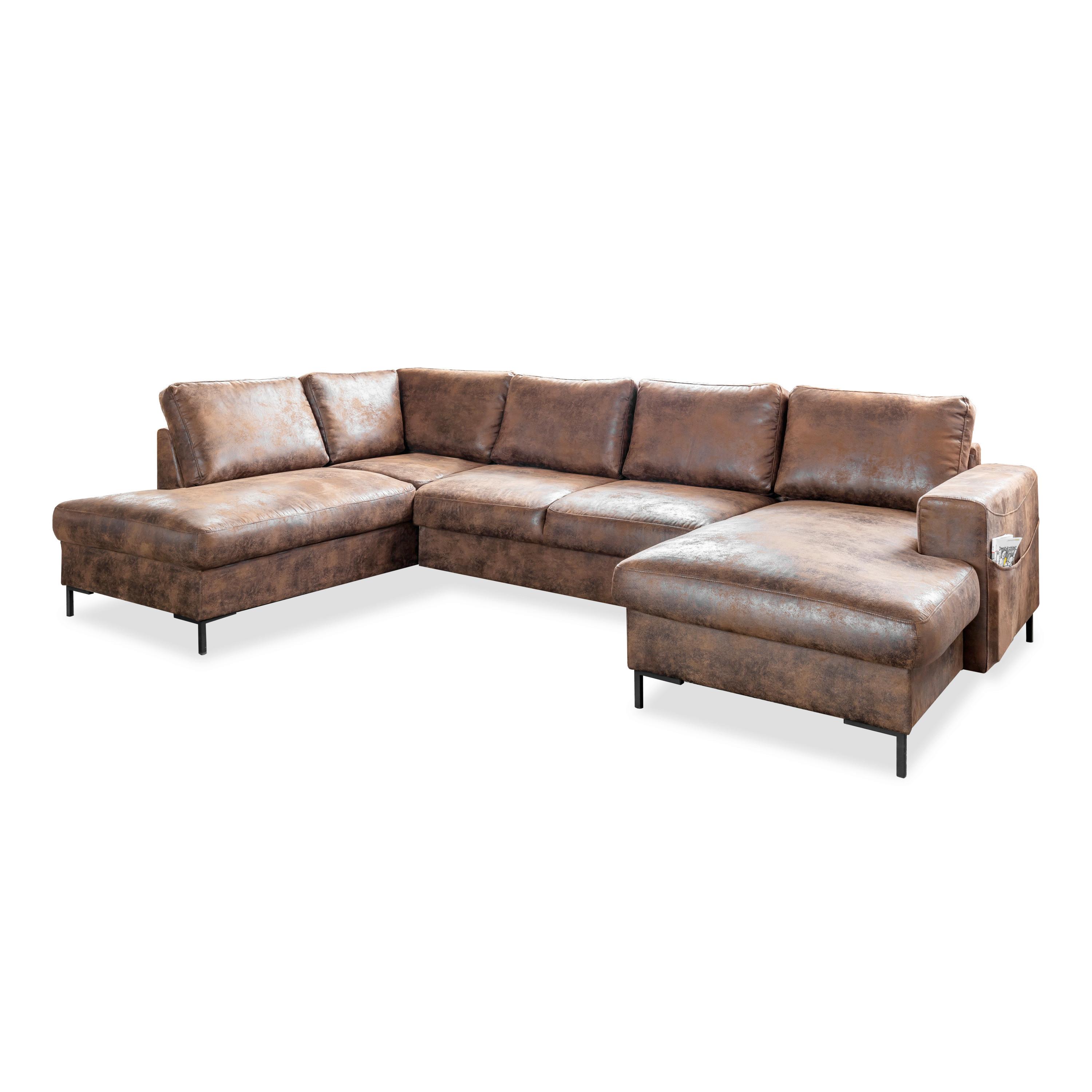 Wohnlandschaft Lofty Lilly Vintage - Schwarz/Braun, MODERN, Textil (198/304/149cm) - MID.YOU