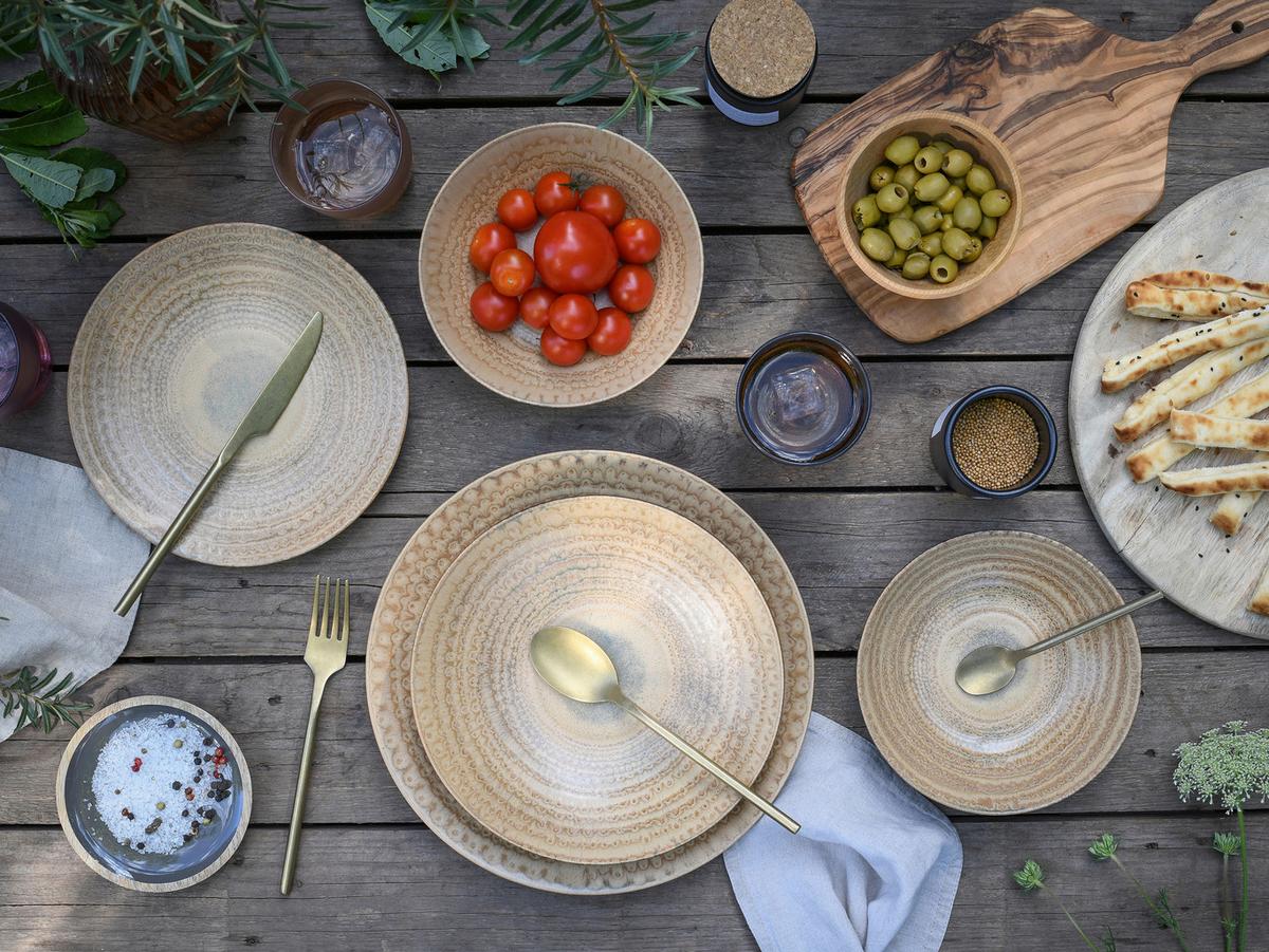 Tafelservice Neapel 16-Teilig Steinzeug, Braun, 4 Personen - Sandfarben/Braun, Basics, Keramik - Creatable