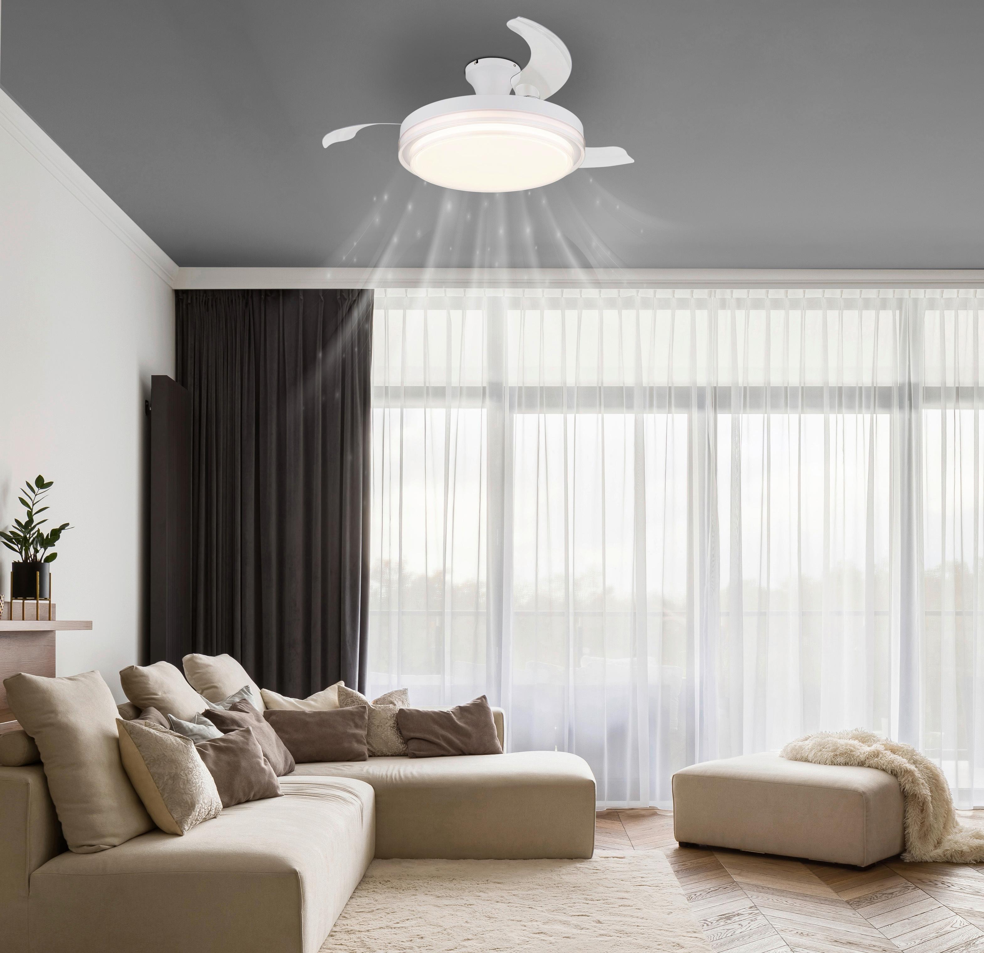 Deckenventilator 03656 - Klar/Weiß, KONVENTIONELL, Kunststoff/Metall (106,6/27,5cm) - Globo