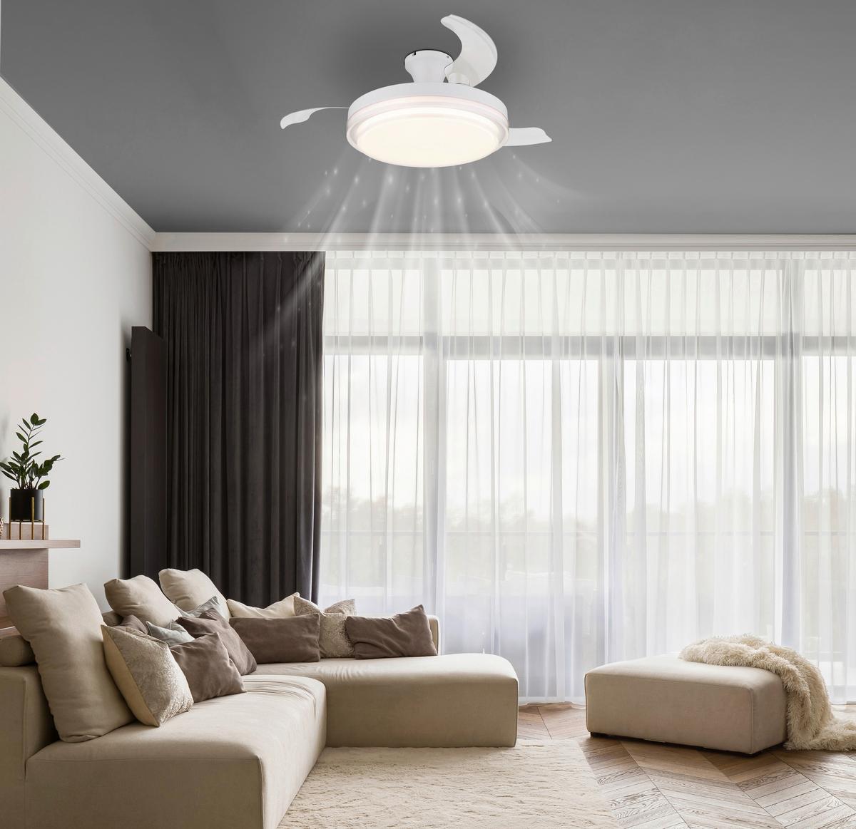 Deckenventilator 03656 - Klar/Weiß, KONVENTIONELL, Kunststoff/Metall (106,6/27,5cm) - Globo
