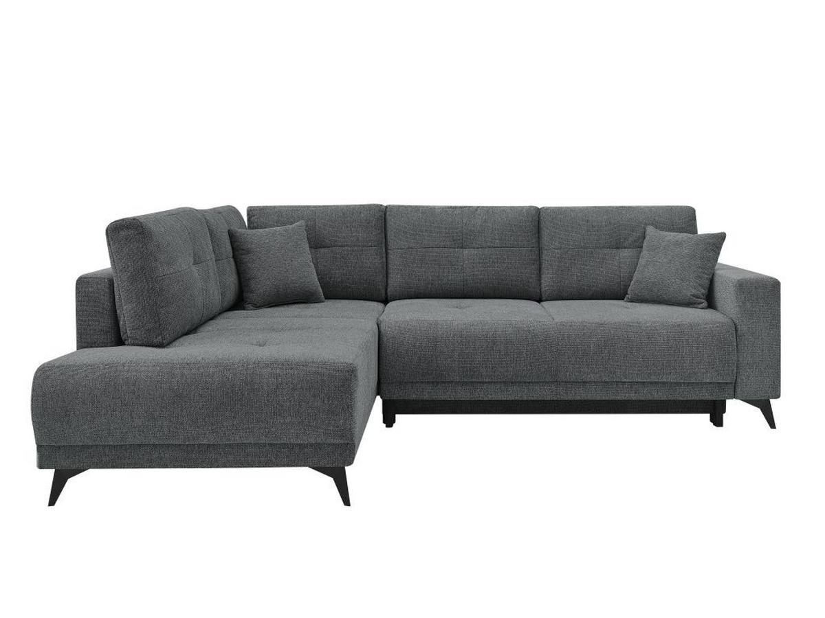 Rohová sedačka TEXAS, levá, tmavě šedá - černá/tmavě šedá, Konvenční, dřevo (203/259cm) - Based
