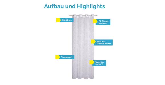Vorhang Mit Ösen Laurena 140x245 Cm Weiß - Weiß, MODERN, Textil (140/245cm) - Luca Bessoni