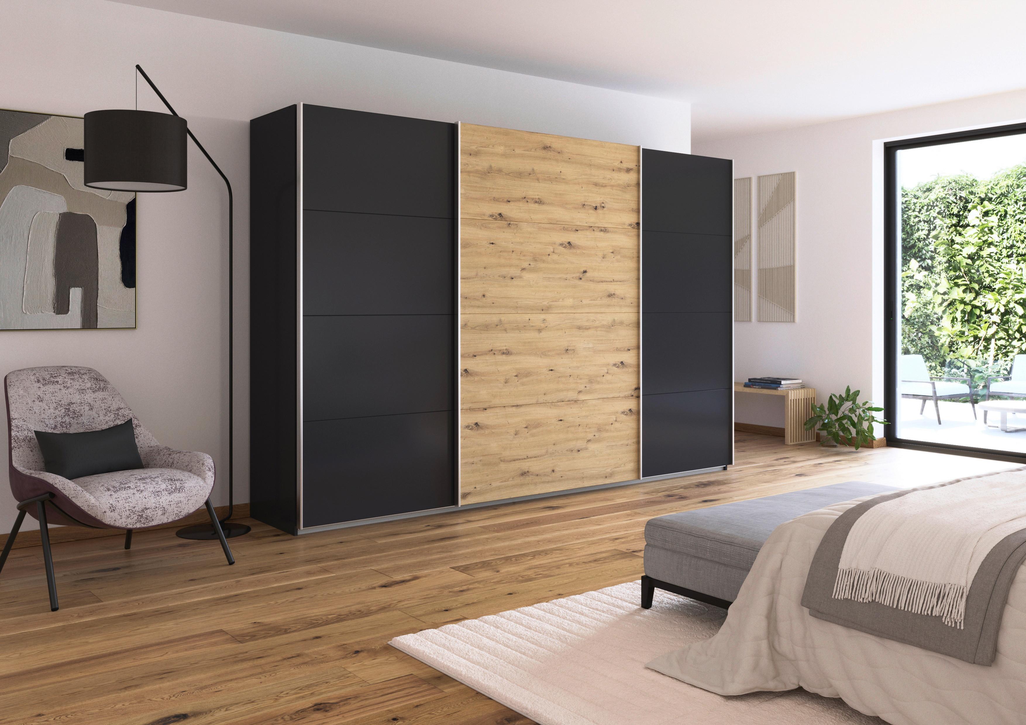 Schwebetürenschrank B: 315cm Feldkirch Grau/Eiche Dekor - Anthrazit/Eiche Artisan, MODERN, Holzwerkstoff (315/210/62cm)