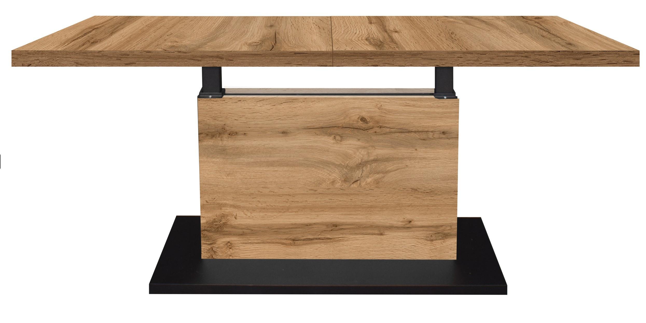 Couchtisch Lift Eiche Wotan/Schwarz B: 120 cm - Eiche Wotan/Schwarz, Design, Holzwerkstoff/Metall (120-160/56-75/70cm) - MID.YOU