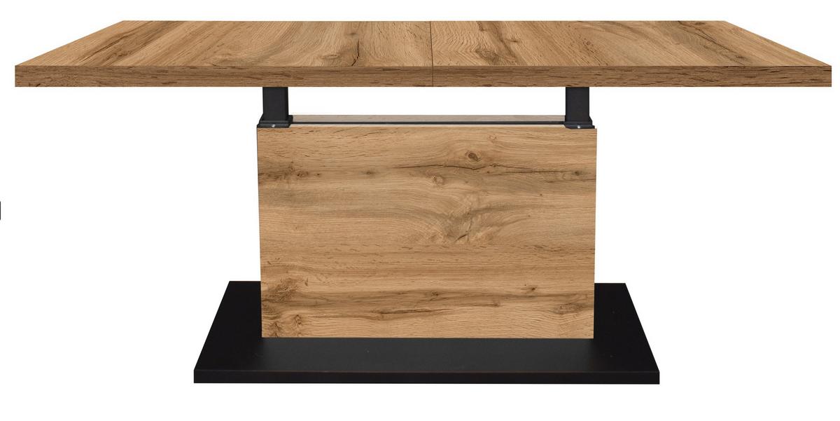 Couchtisch Lift Eiche Wotan/schwarz B: 120 Cm - Eiche Wotan/Schwarz, Design, Holzwerkstoff/Metall (120-160/56-75/70cm) - MID.YOU