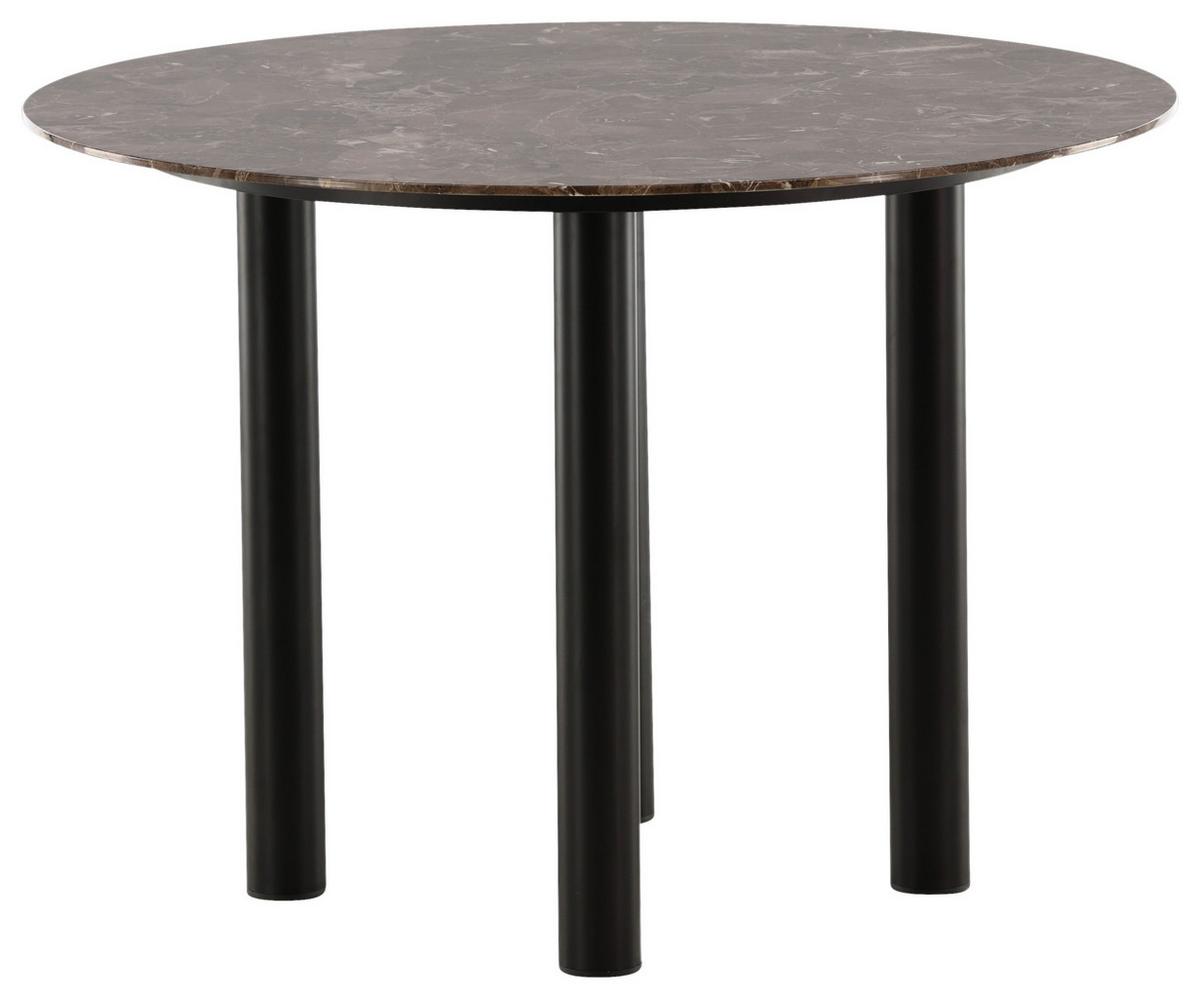 Esstisch Havsten - Dunkelbraun/Schwarz, Design, Holzwerkstoff/Metall (106/106/75cm) - Livetastic