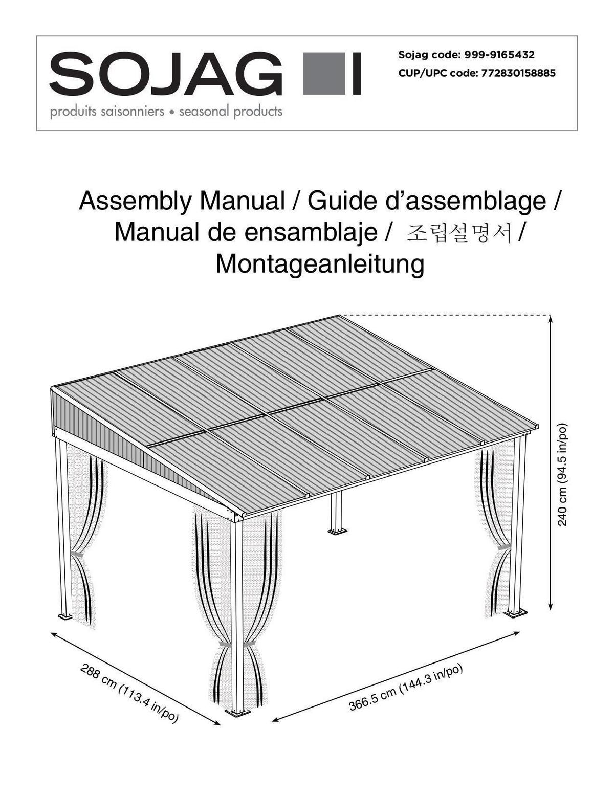 Terrassenüberdachung St. Barth 10x12 - Anthrazit, Basics, Metall (364/240/296cm)