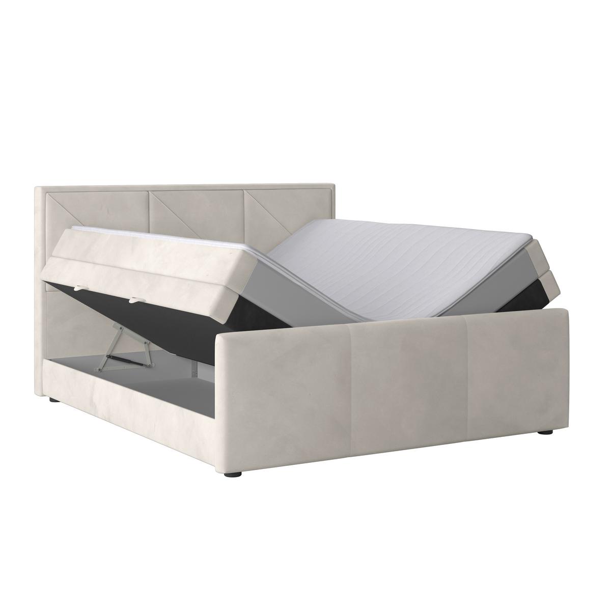 Boxspringbett mit Bettkasten Bologna 180x200 cm Creme - Hellgrau/Creme, MODERN, Holzwerkstoff/Kunststoff (180/200cm) - MID.YOU