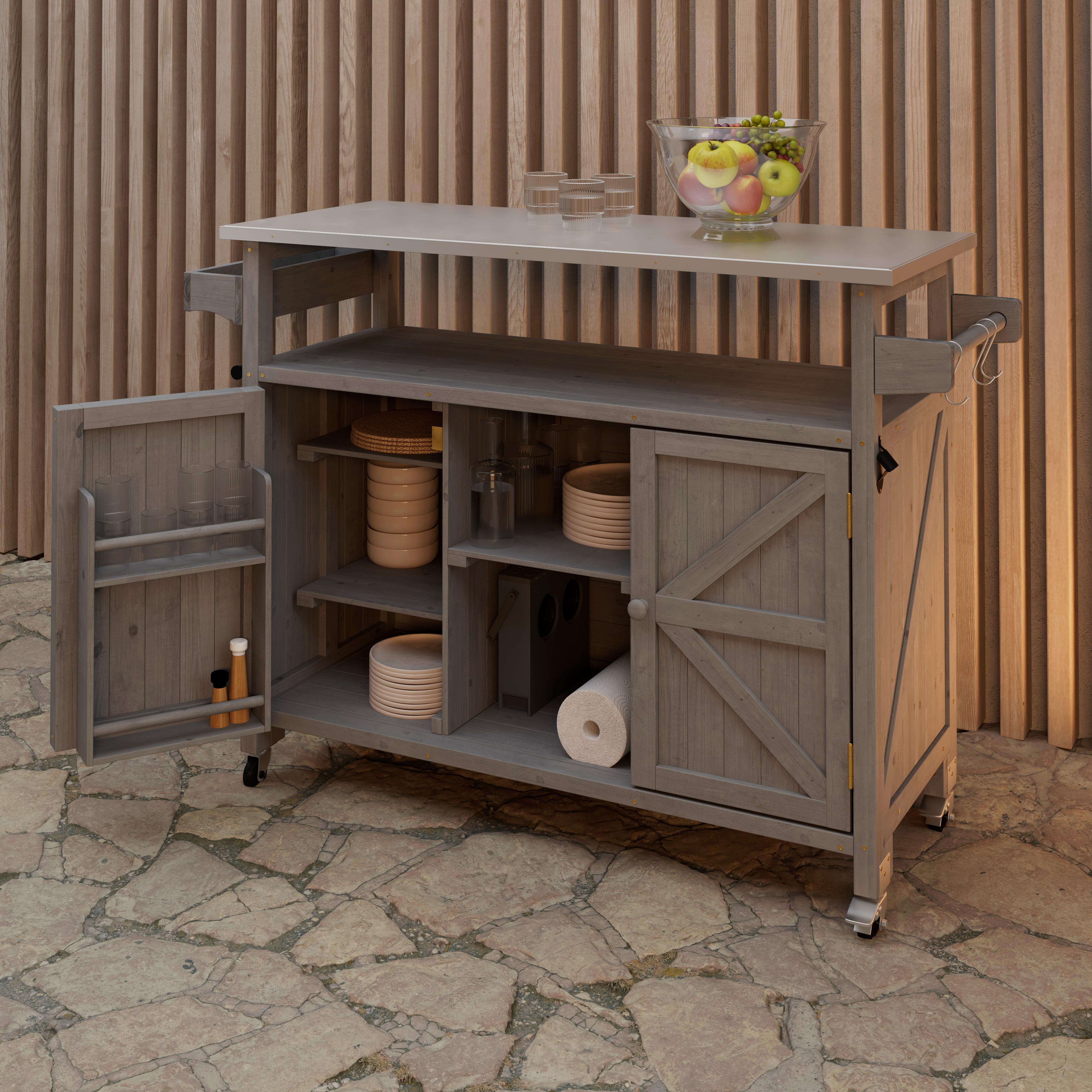 SKŘÍŇ JADA - šedá, Moderní, kov/dřevo (128/92/47cm) - Bessagi Garden