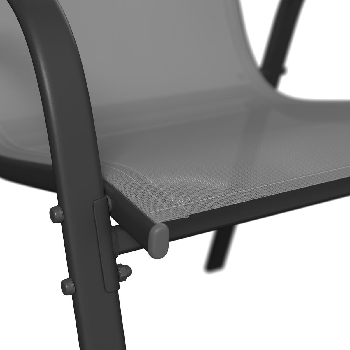 Gartenset Barcelona - Dunkelgrau, MODERN, Glas/Textil (150/73/80cm) - Beldano