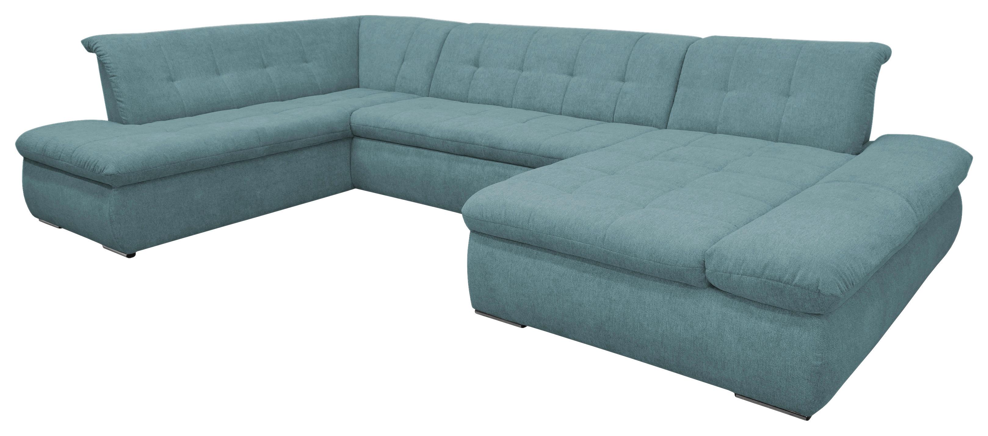 Wohnlandschaft Moric mit Schlaffunktion Petrol - Chromfarben/Petrol, KONVENTIONELL, Textil (216/353/172cm) - MID.YOU
