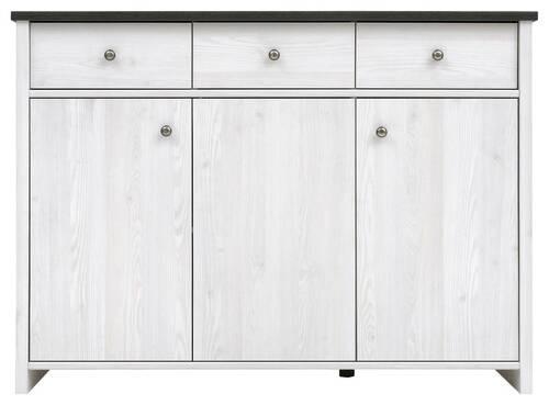 Kommode Porto Chest Of Drawers - Lärchefarben/Schwarz, Design, Holzwerkstoff (128,5/94/40cm)
