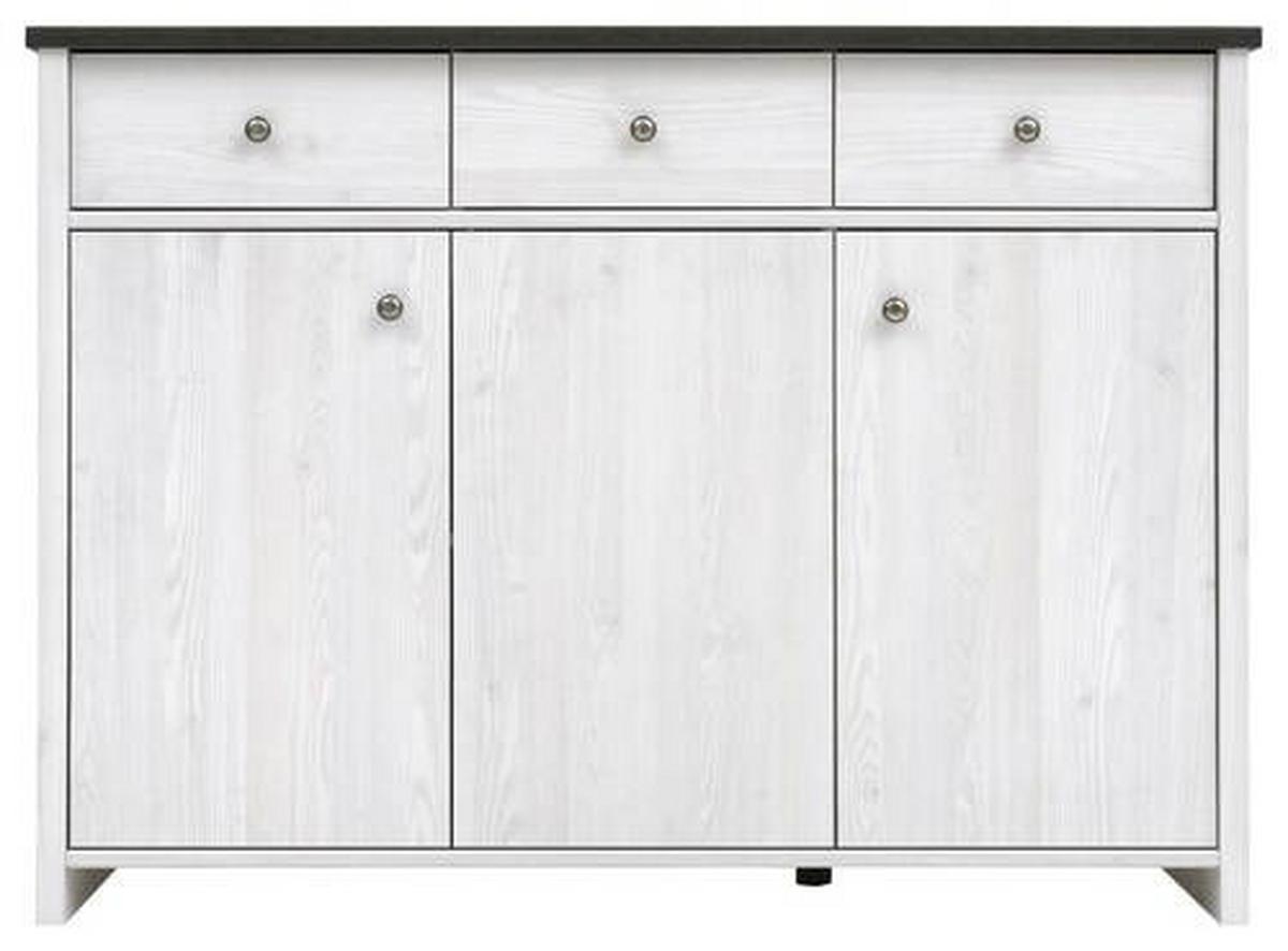 Kommode Porto Chest Of Drawers - Lärchefarben/Schwarz, Design, Holzwerkstoff (128,5/94/40cm)