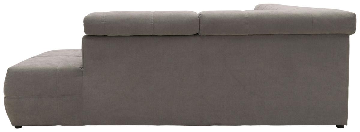 Ecksofa + Kopfteilverstellung Brandon Silberfarben - Silberfarben/Schwarz, Design, Textil (275/228cm) - MID.YOU
