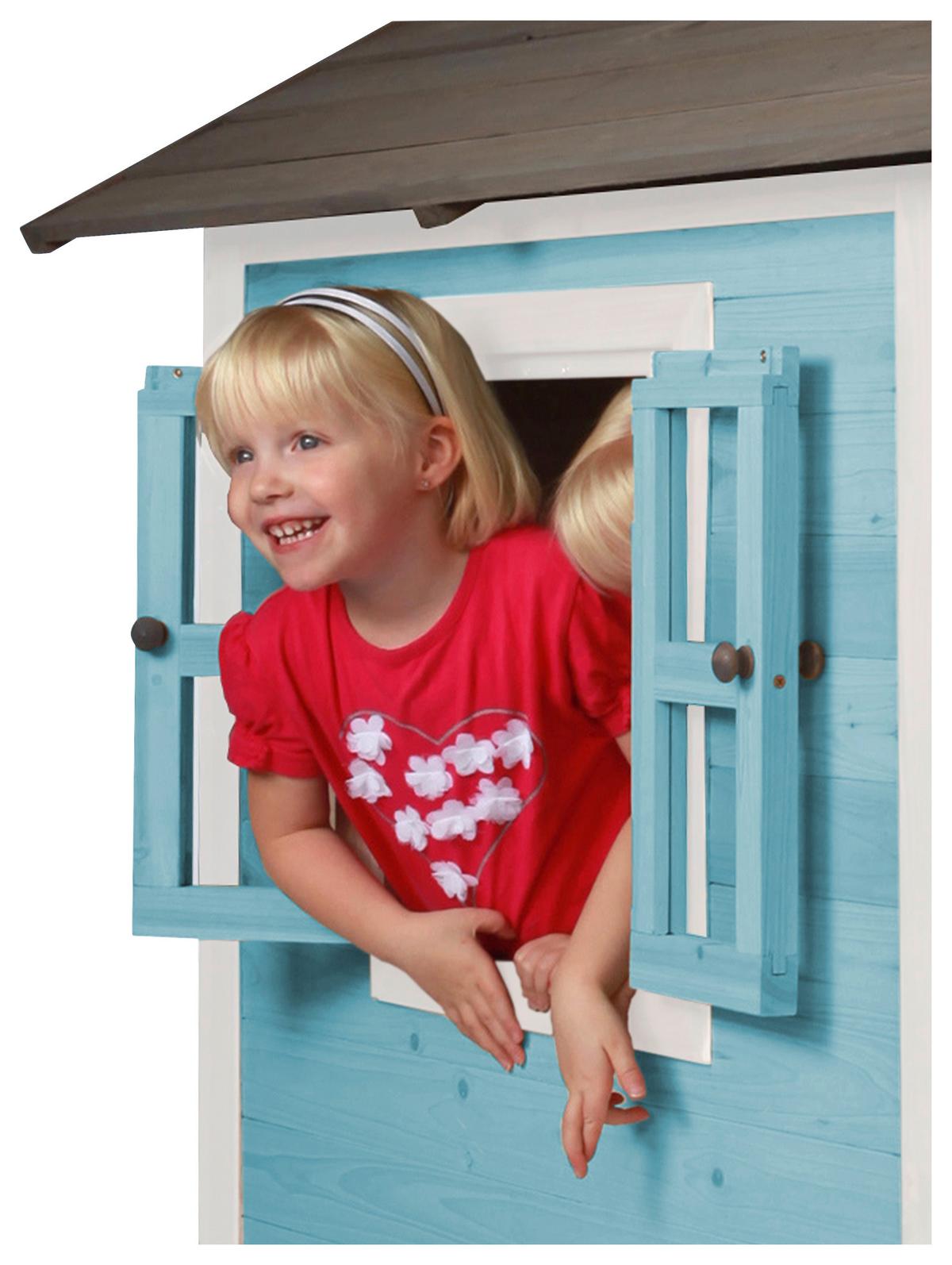 Spielhaus C050.002.91 - Blau/Weiß, KONVENTIONELL, Holz/Kunststoff (240/189/167cm) - Ambia Garden