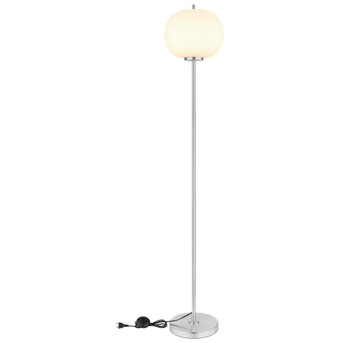 Stehleuchte Exkl. 1xe27, 60w - Nickelfarben, KONVENTIONELL, Glas/Metall (30/160cm) - Globo