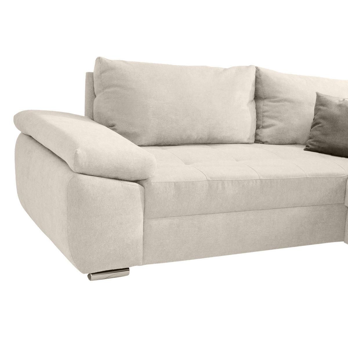 Sedacia súprava TERANA, ľavá, krémová / krémová - krémová/chrómová, Konventionell, textil (219/305/157cm) - Livetastic