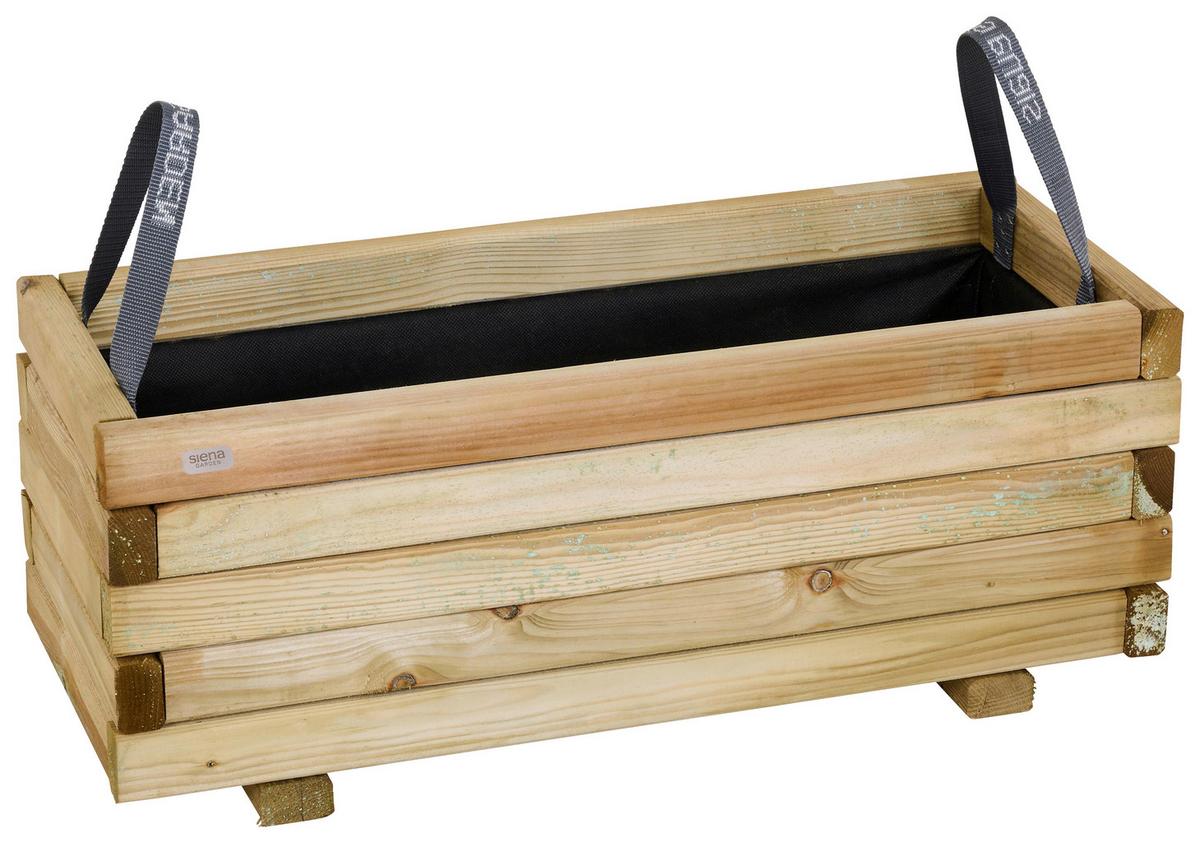 Blumenkasten Schwarz Kieferfarben B: 70 Cm - Schwarz/Kieferfarben, Basics, Holz/Textil (70/30/30cm) - Siena Garden