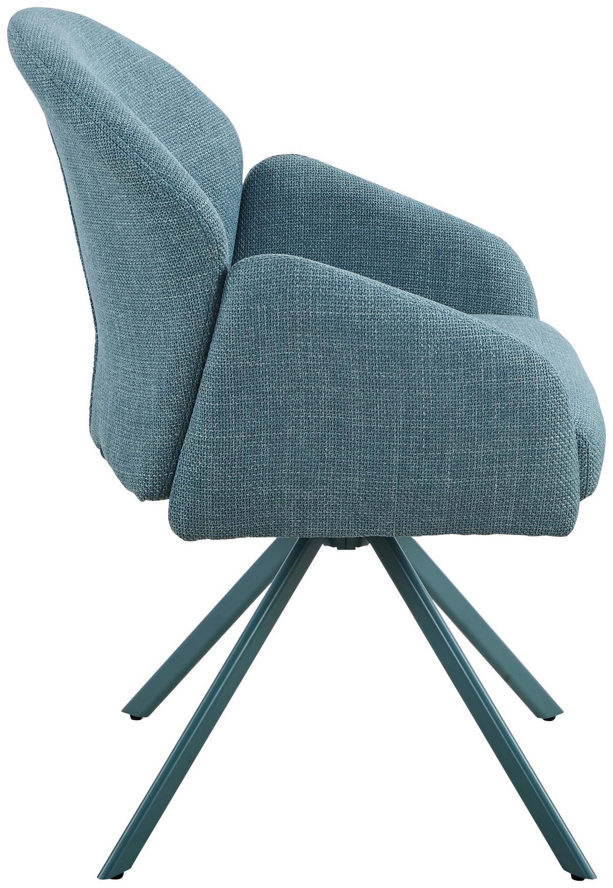Armlehnstuhl Holly drehbar Webstoff Blau, B: 56,5 cm - Petrol, MODERN, Textil/Metall (56,5/61/84cm)