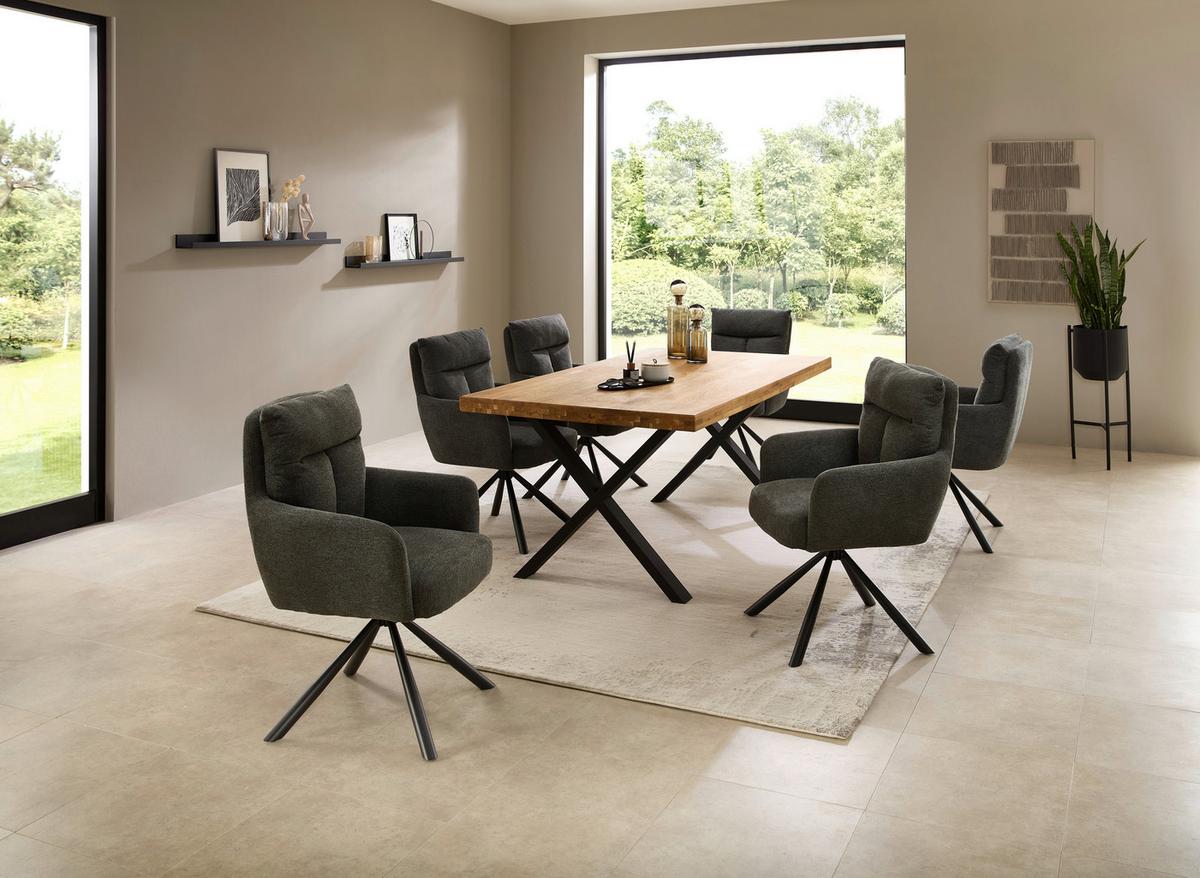 Esstisch Chris X 180x76x100 Cm Eiche/schwarz - Eichefarben/Schwarz, MODERN, Holz/Metall (180/100/76cm) - Livetastic