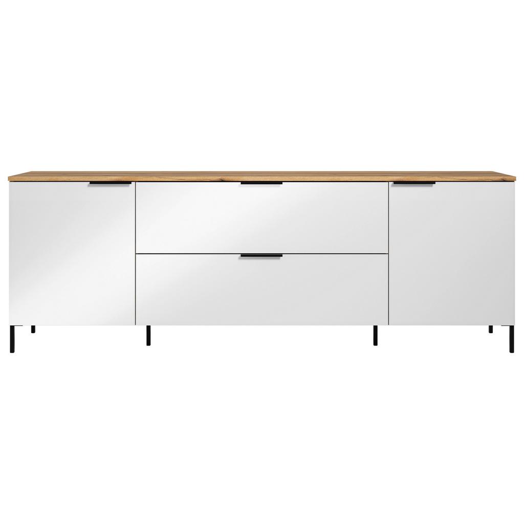 TV-Lowboard Austin 180 cm Eichefarben/Glasfront Weiß