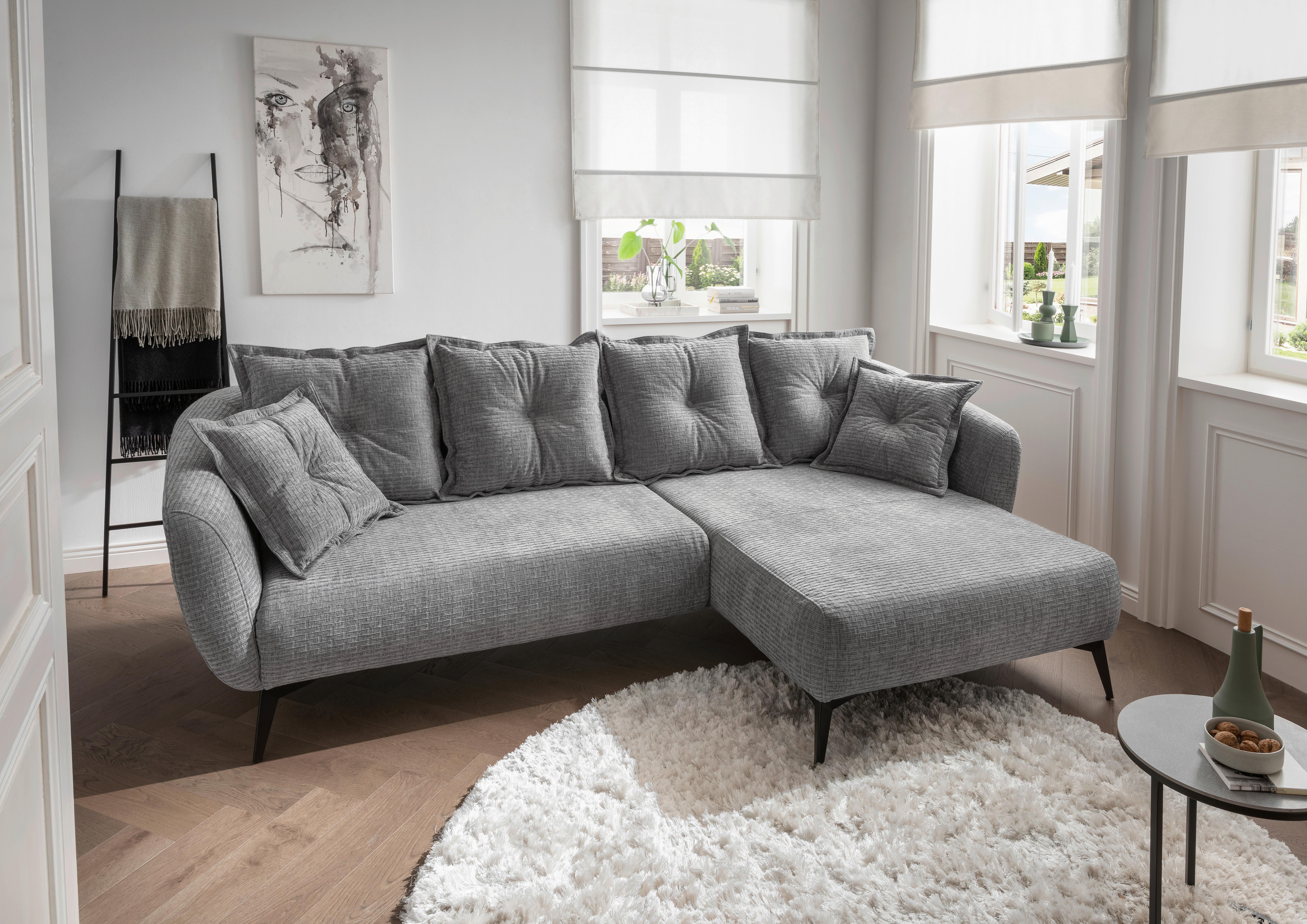 Ecksofa Baggio Grau S: 277x162 cm - Schwarz/Grau, MODERN, Textil (277/162cm) - Livetastic
