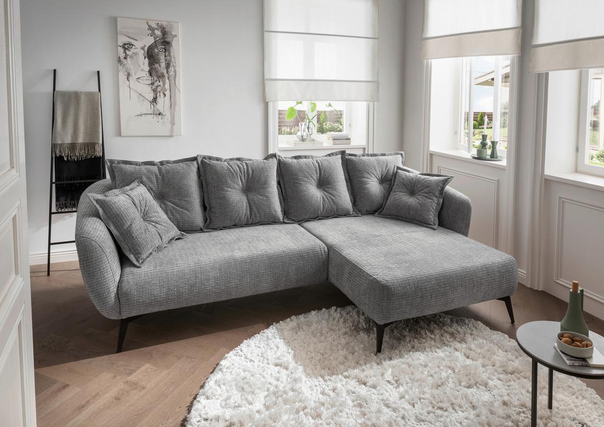 Ecksofa Baggio Grau S: 277x162 cm - Schwarz/Grau, MODERN, Textil (277/162cm) - Livetastic