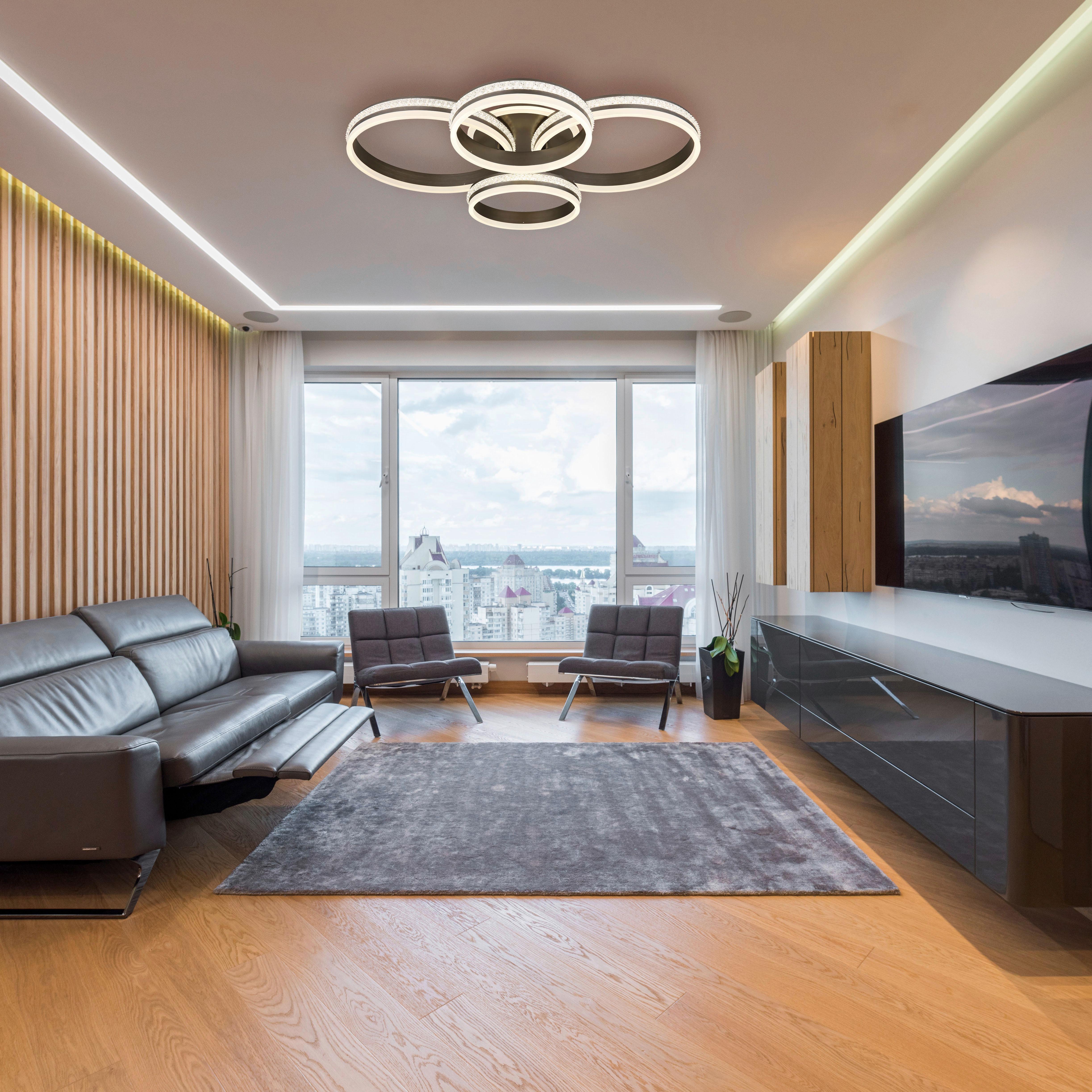 Led Mennyezeti Lámpa 67314-90 - titánszürke/opál, Design, műanyag/fém (85/68,5/15cm) - Globo